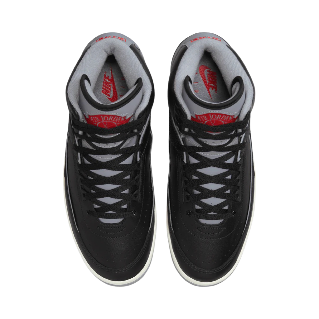 Air Jordan 2 Retro Men's Basketball Shoes - Black/Cement Grey/Fire Red - High-Top Sneakers for Streetwear & Court Performance