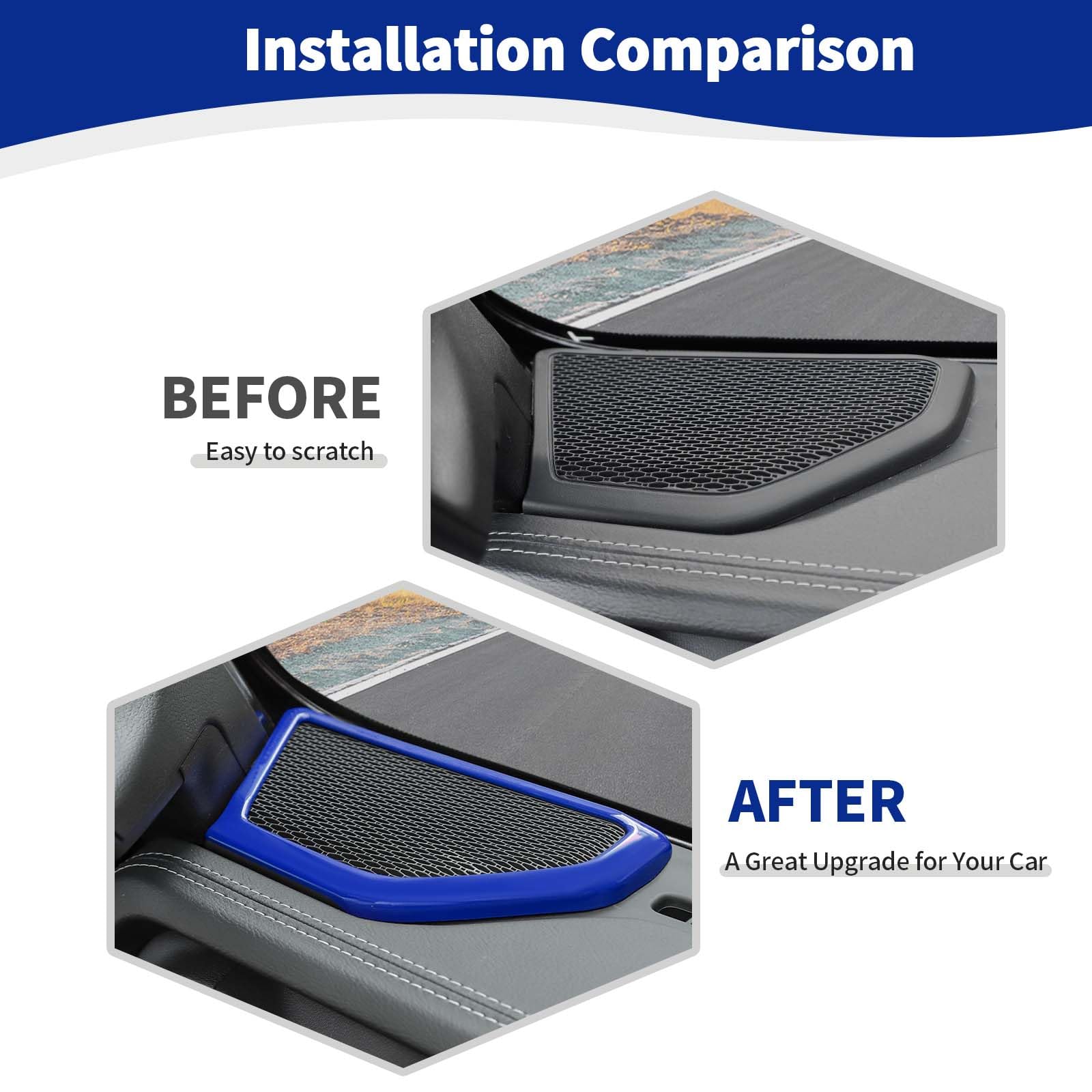 Jeep JL A Pillar Speaker Trim Cover - Blue Interior Accessories for Wrangler JL JLU & Gladiator JT (2018-2024) - 2pcs Set - Perfect for Car Audio Upgrades & Off-Road Adventures