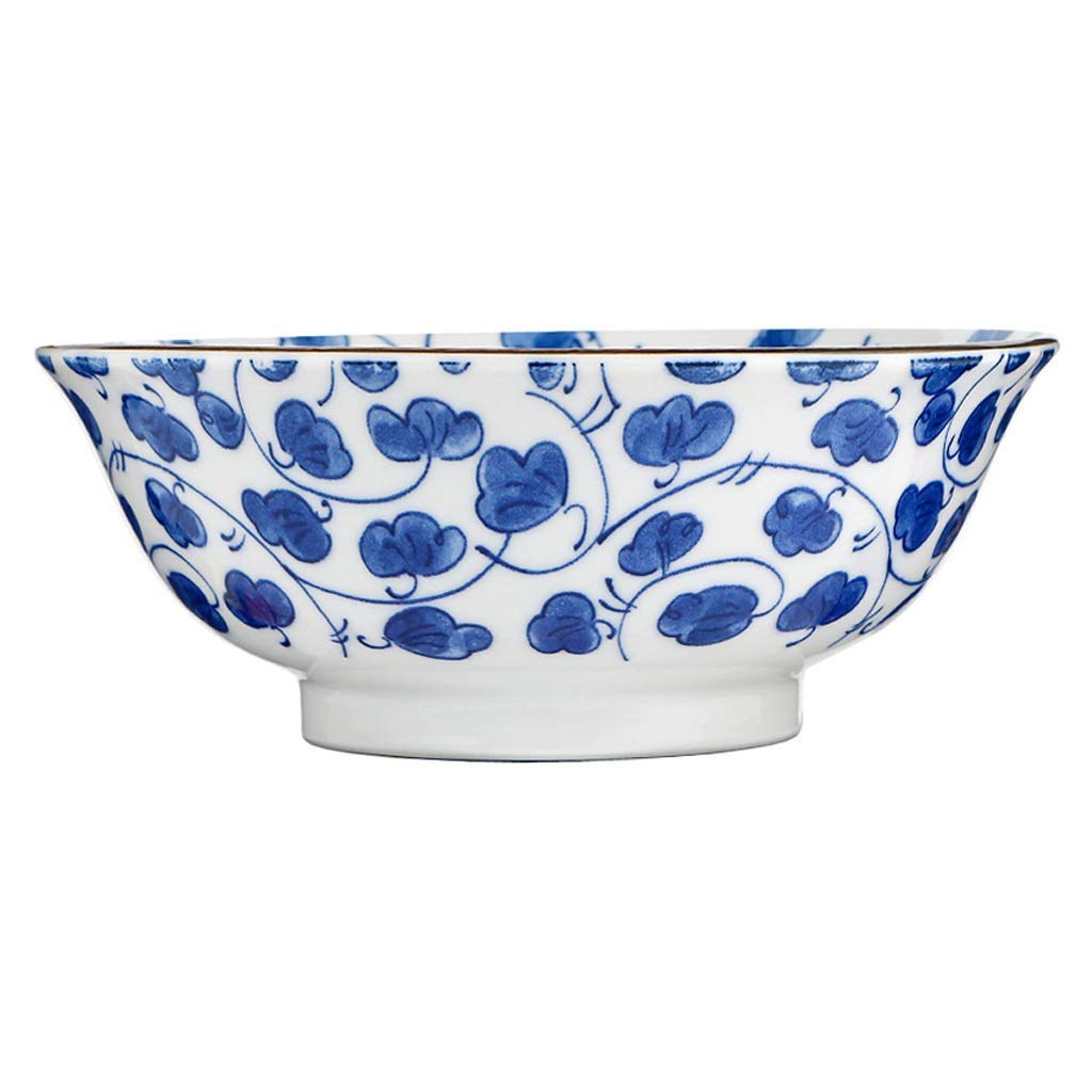 Vintage Blue and White Ceramic Dinner Plates Set - 8 Inch Appetizer Plates, Mixing Bowls, Fruit Salad Bowls, Japanese Ramen Bowls, Soup Bowls, Spaghetti Bowls - Perfect for Home Dining, Restaurant Use, Party Serving & Gift Giving
