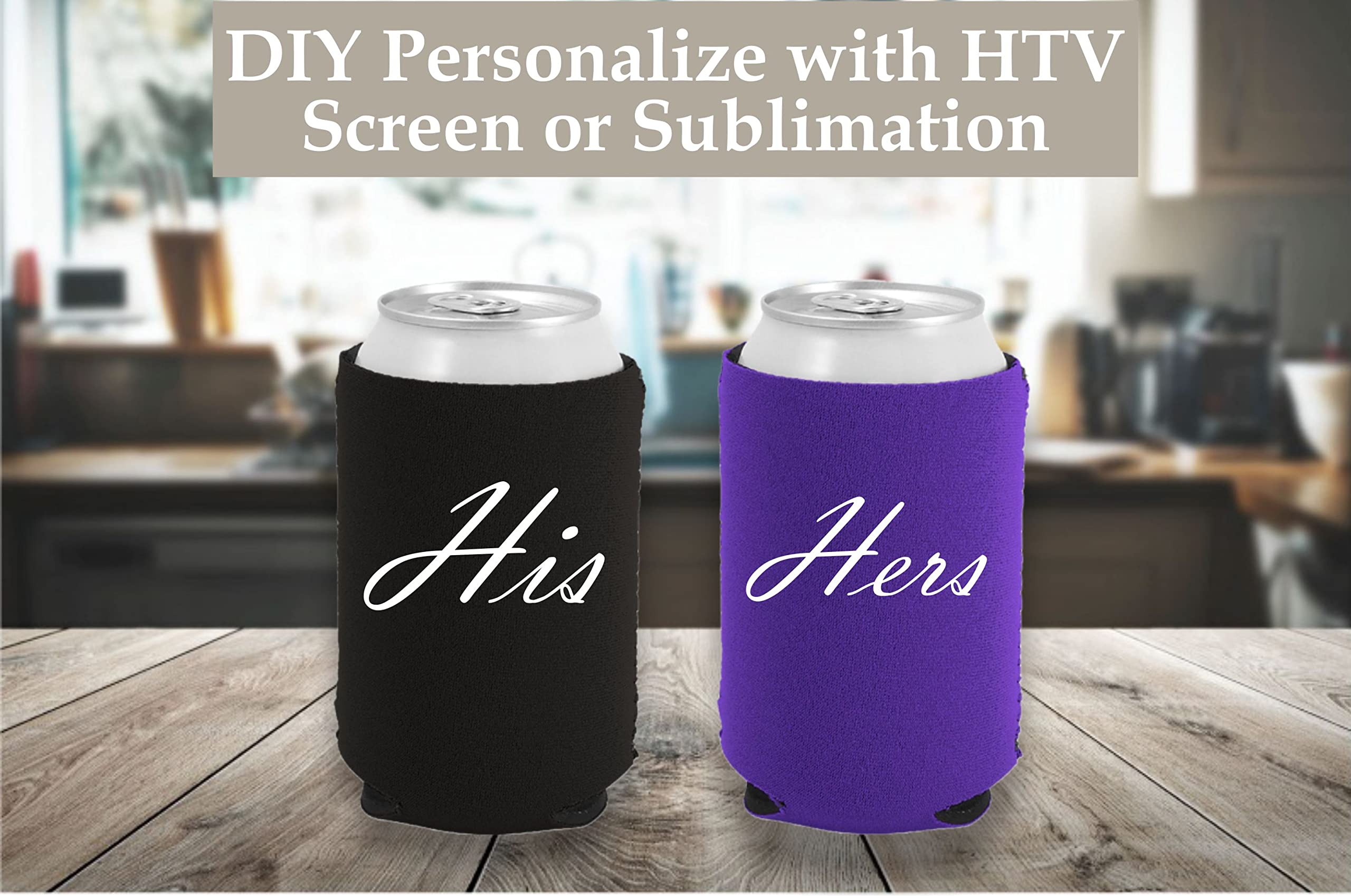 10 Pack Purple Blank Magnetic Can Coolers - Insulated Beer Soda Can Holders for Outdoor BBQ, Camping & Parties - Reusable Magnetic Koozies for Drinks