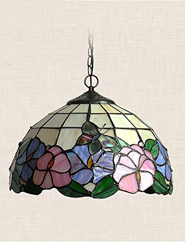 12 Inch Stained Glass Pendant Lighting with E26 Socket - Phalaenopsis Design Tiffany Lamp Shade for Bedroom, Kitchen, Office & Nightstand | Home Decor Desk Light for Coffee Bar, Dresser & Sound Bar Area