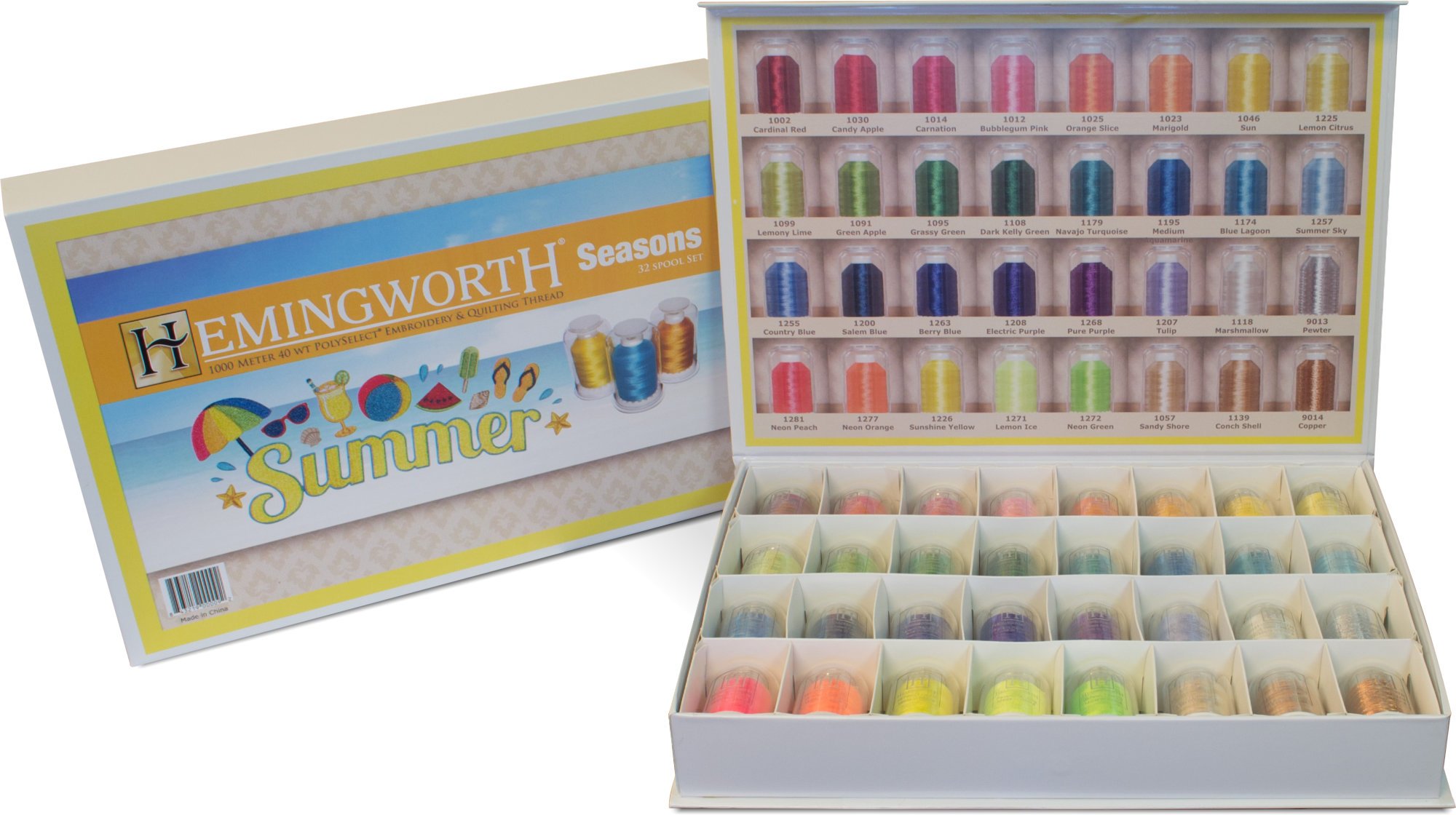 Hemingworth Seasons 32 Spool Thread Set for Sewing, Quilting & Embroidery - Perfect for Summer Crafts, DIY Projects & Fabric Art