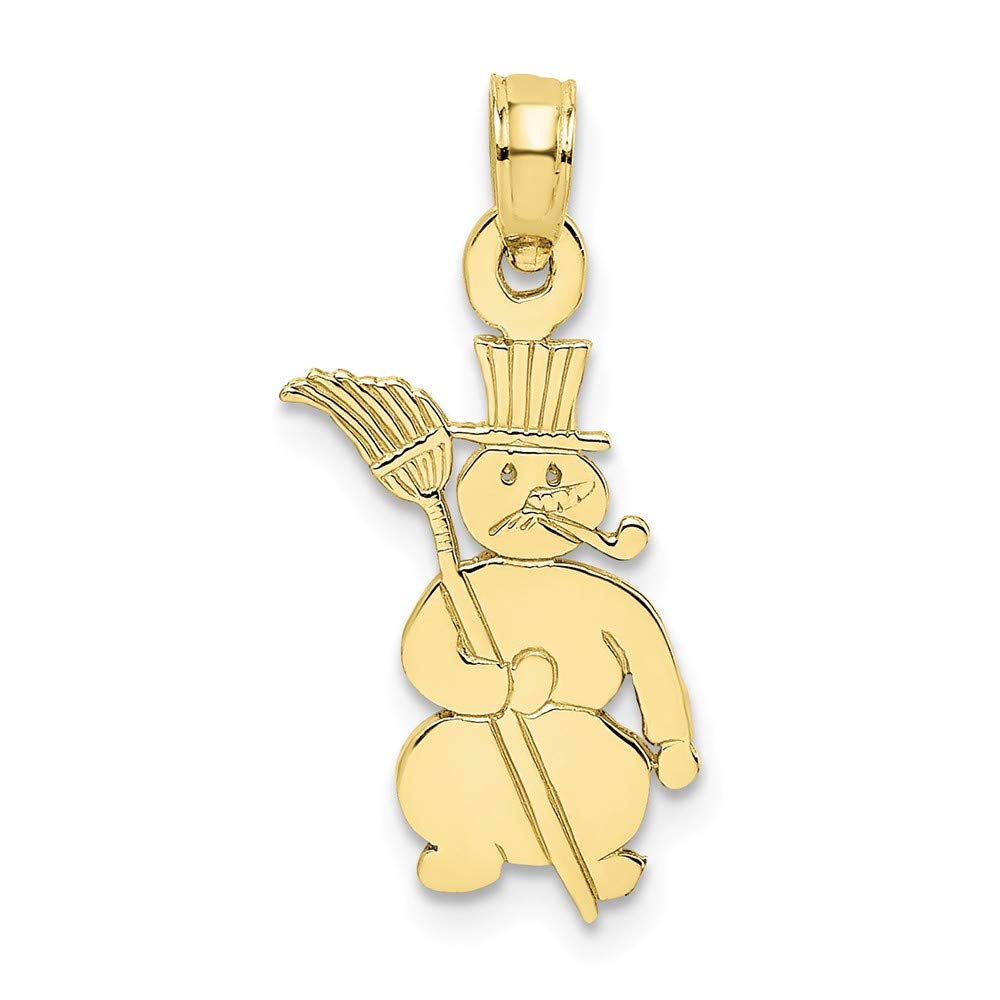 10K Yellow Gold Polished Snowman Charm Pendant - Christmas Holiday Jewelry Gift for Women, Perfect for Necklaces, Bracelets & Holiday Celebrations
