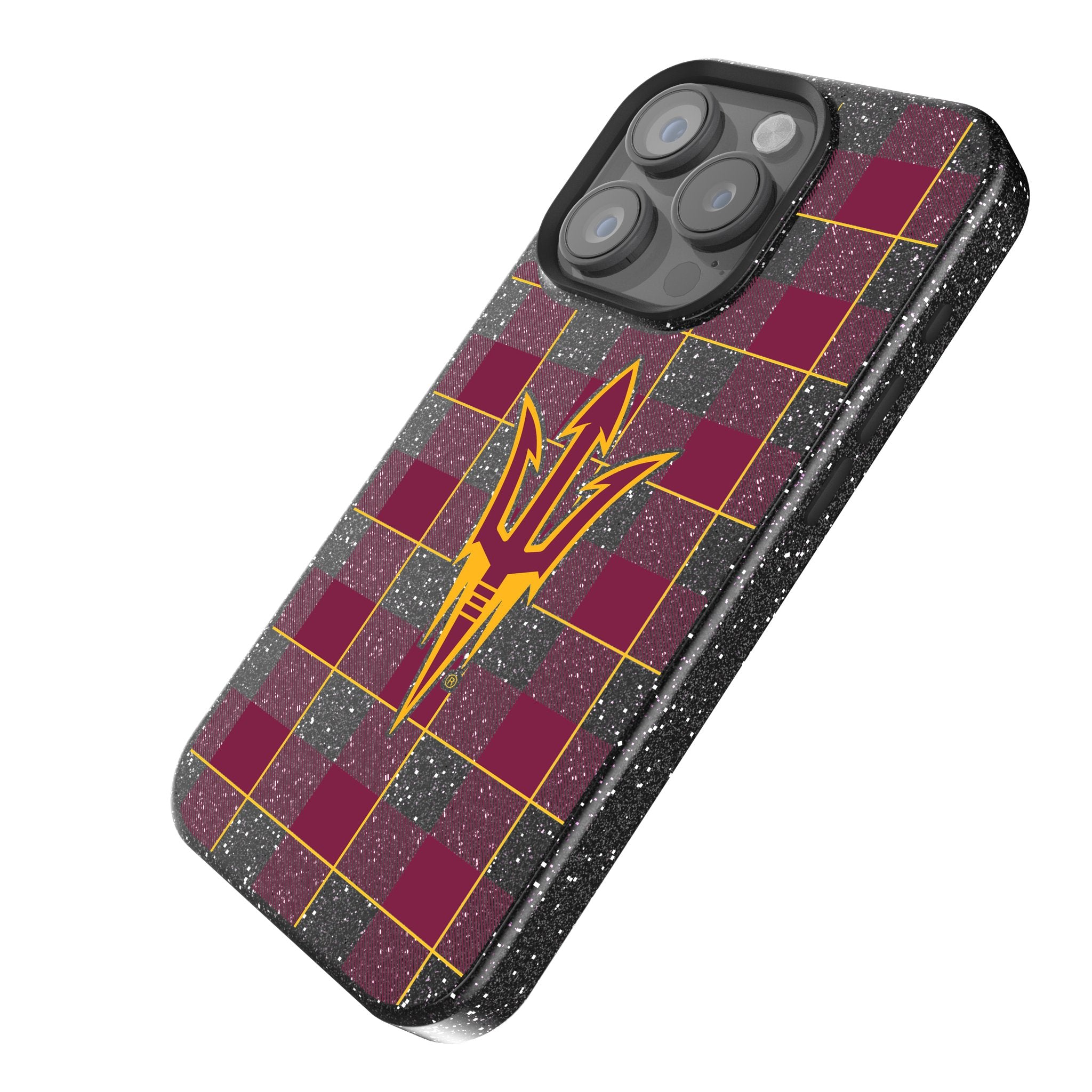 Arizona State University Sun Devils Plaid Bling Phone Case - Stylish Rhinestone Design for iPhone & Samsung - Perfect for Game Day & School Spirit