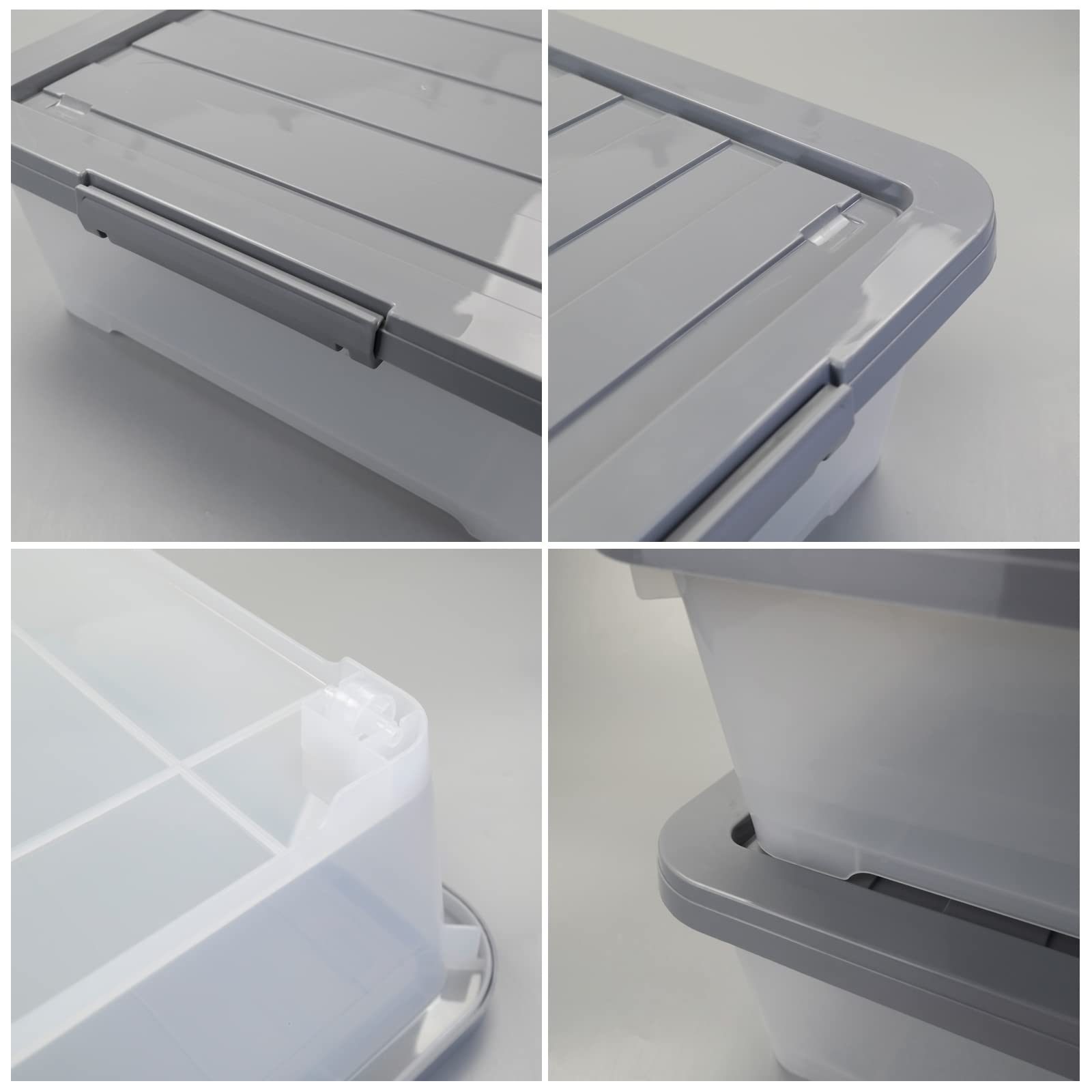 Readsky 3-Pack Large Clear Plastic Wheeled Underbed Storage Boxes with Gray Lids - 40L Capacity for Clothes, Blankets & Seasonal Items - Space-Saving Organizer for Bedroom, Closet & Dorm Room