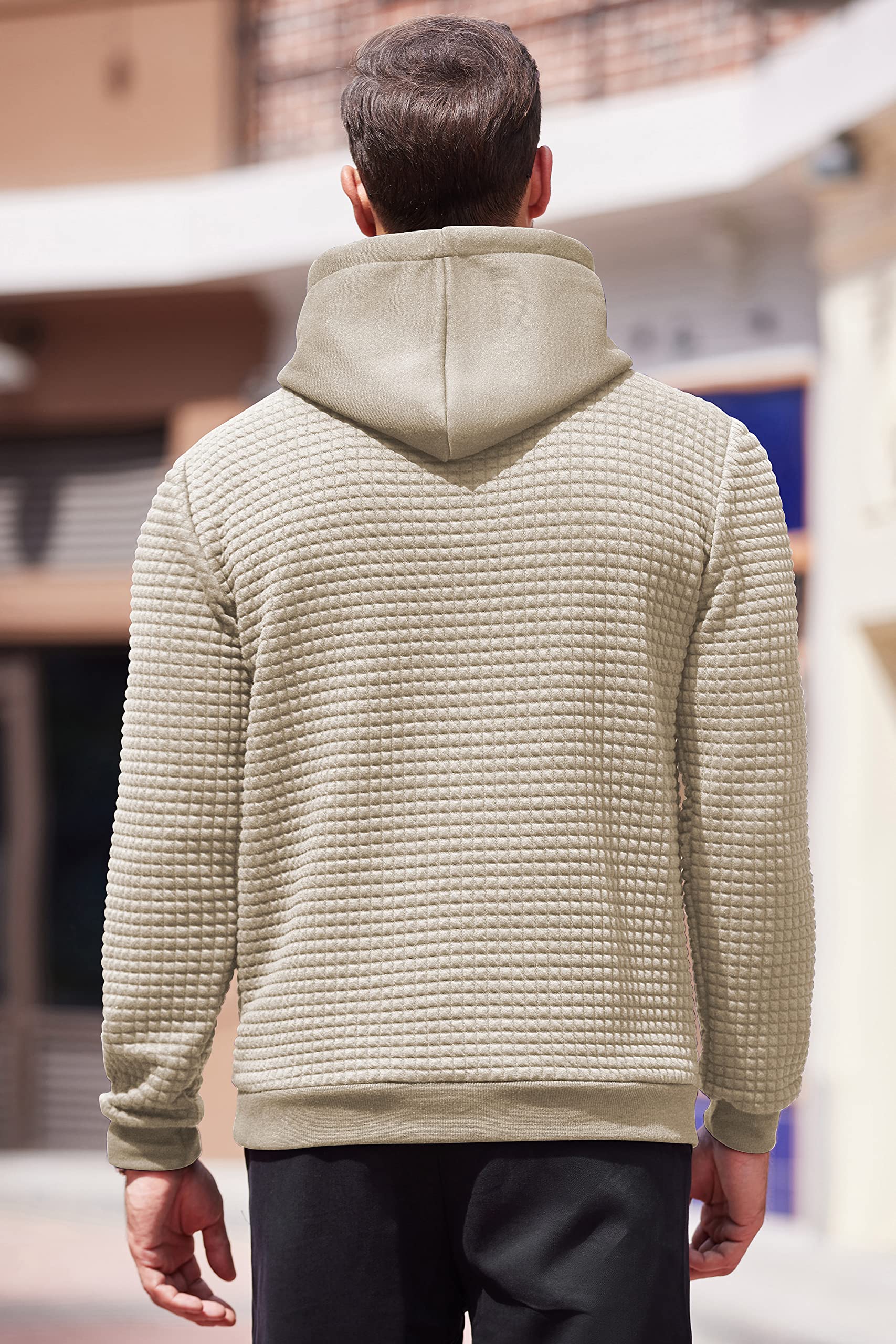 COOFANDY Men's Long Sleeve Waffle Knit Pullover Hoodie with Pocket - Casual Fashion Sweatshirt for Fall & Winter | Perfect for Outdoor Activities, Streetwear and Lounge Wear