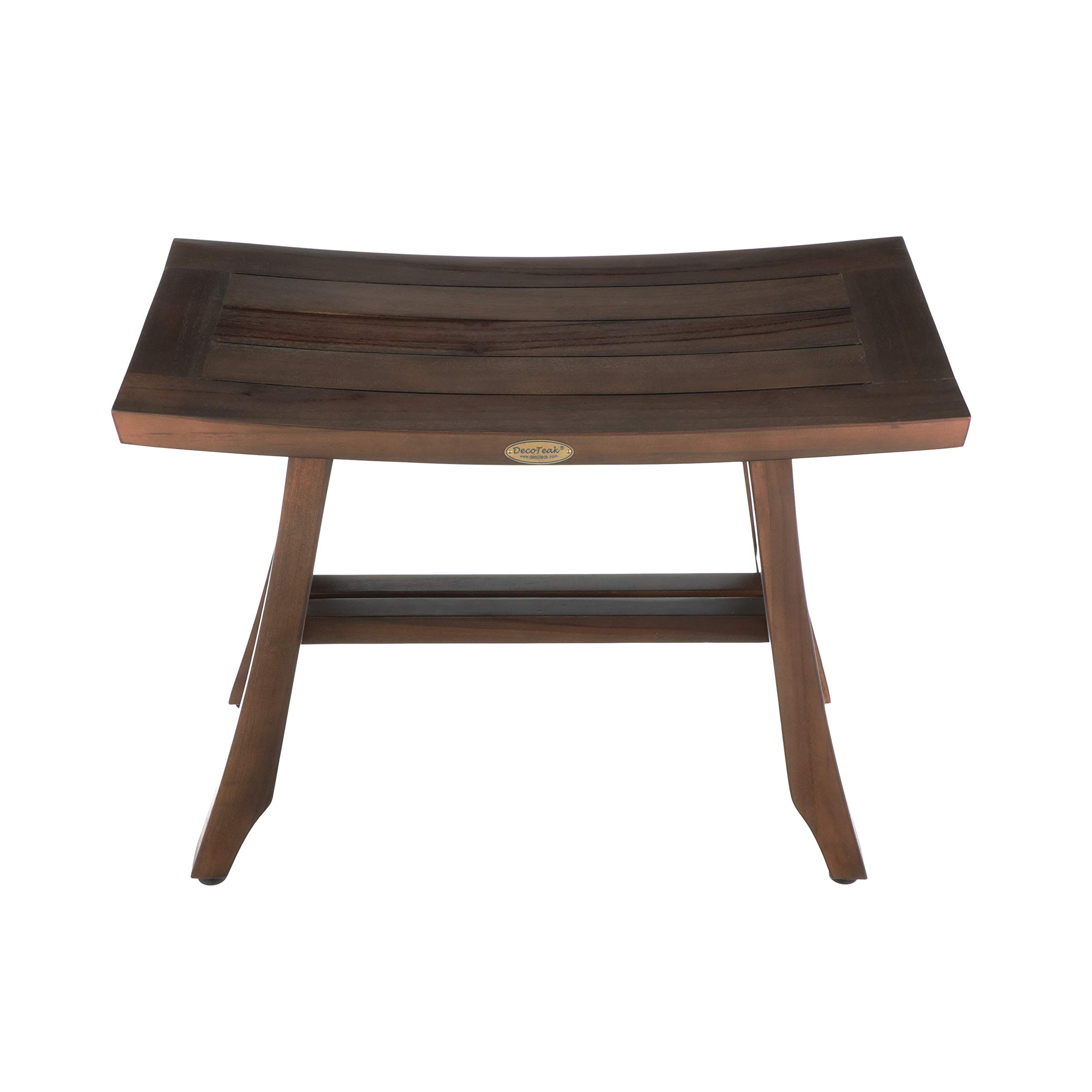 Waterproof Teak Shower Bench - 24 Inch Brown Stool for Bathroom Safety & Storage