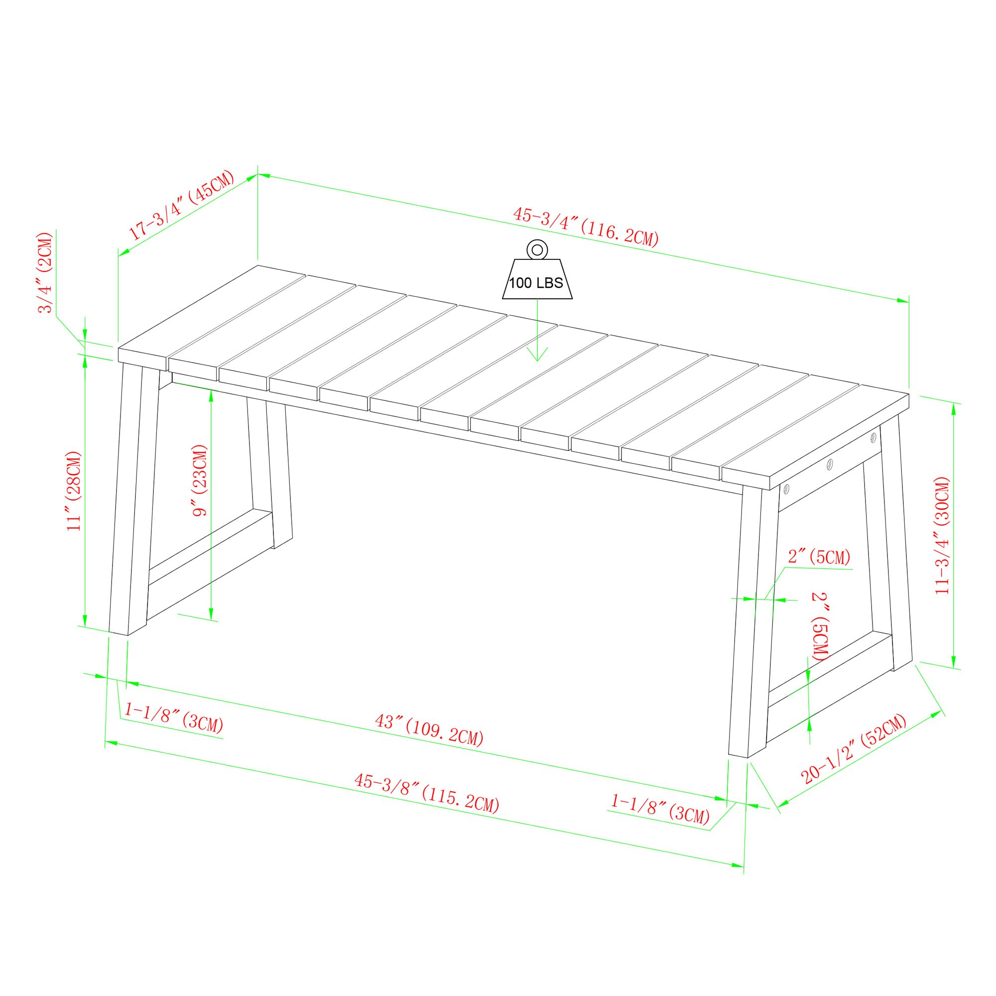 Walker Edison Modern Solid Wood Slat-Top Outdoor Coffee Table - Patio, Deck, Garden Furniture for Relaxing & Entertaining