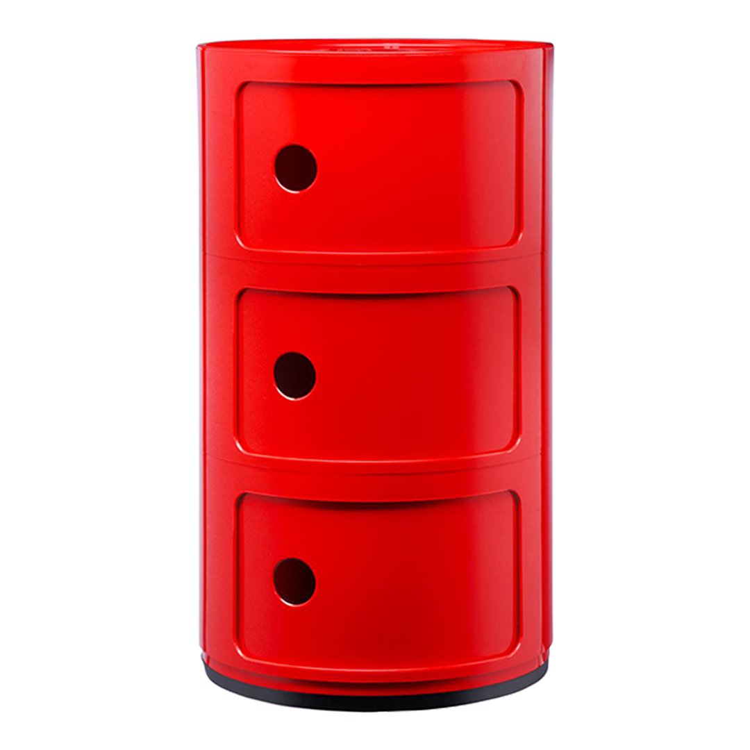 Componibili Round 3-Door Storage Tower - Modern Modular Organizer for Bedroom, Living Room & Office - Space-Saving Furniture Solution