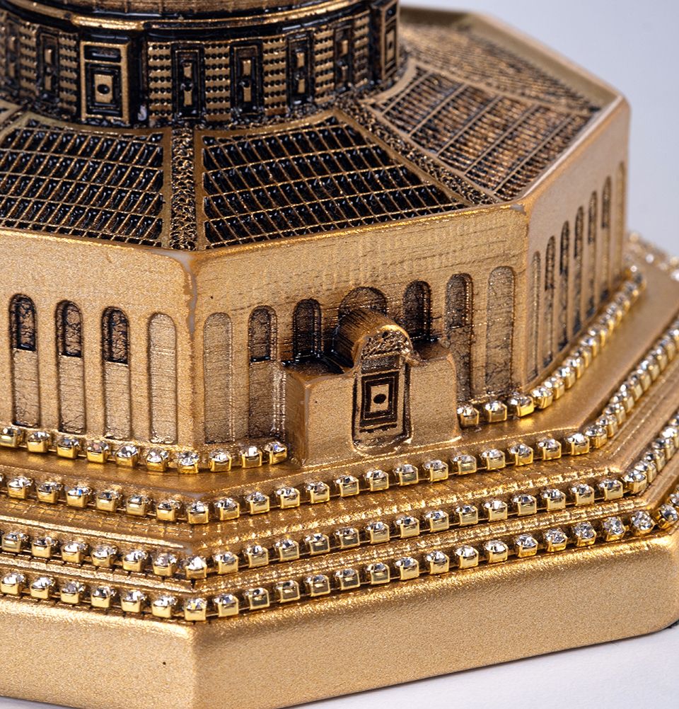 Islamic Table Decor - Al Aqsa Dome of The Rock Replica in Gold - Small Religious Home Decoration for Ramadan, Eid & Muslim Holidays