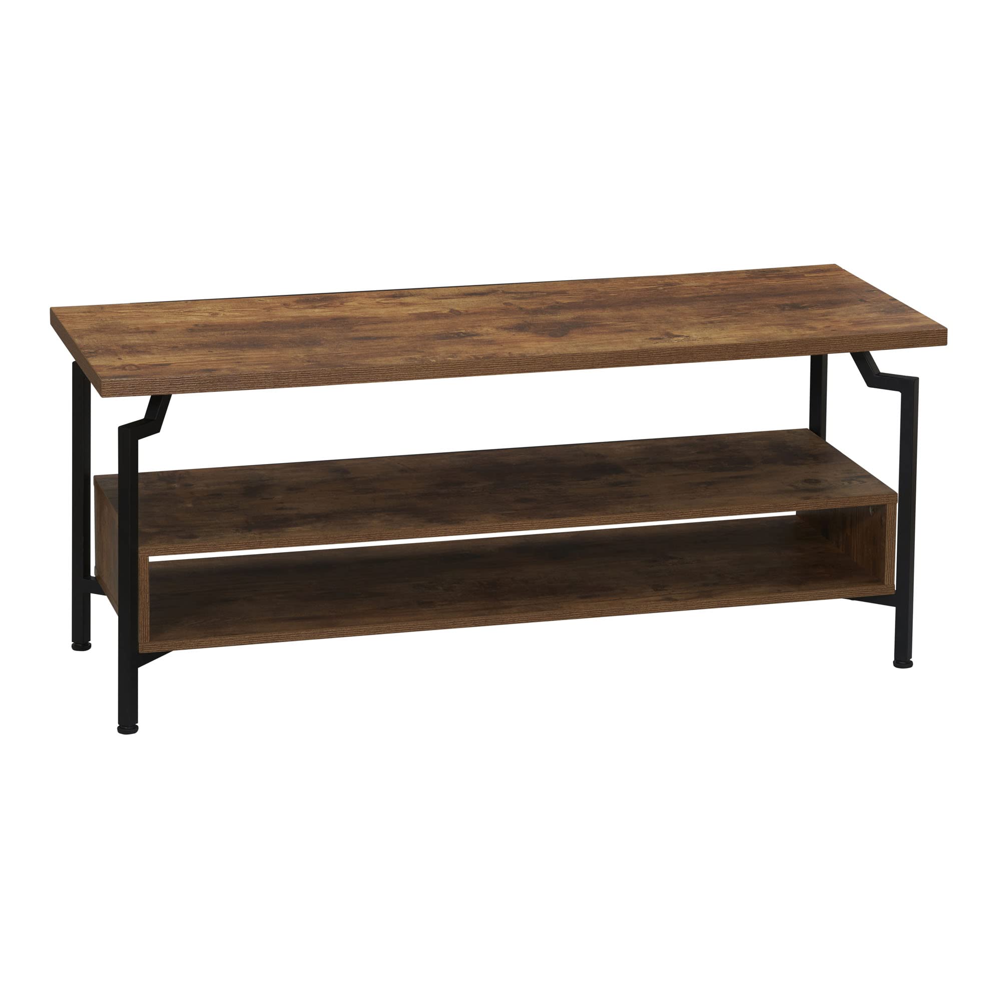 Modern Rustic Hickory Crown TV Stand for Living Room - Solid Wood Entertainment Center with Storage Shelves, Perfect for Home Theater & Media Organization