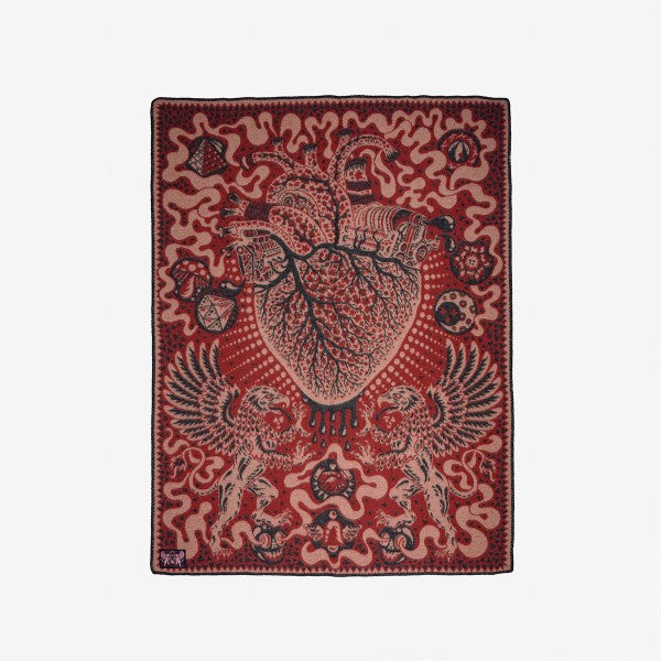 Iron Heart x Indigofera Friendship Blanket IHxIF 01 - Premium Denim Throw Blanket for Men & Women - Cozy Home Decor, Camping & Outdoor Use