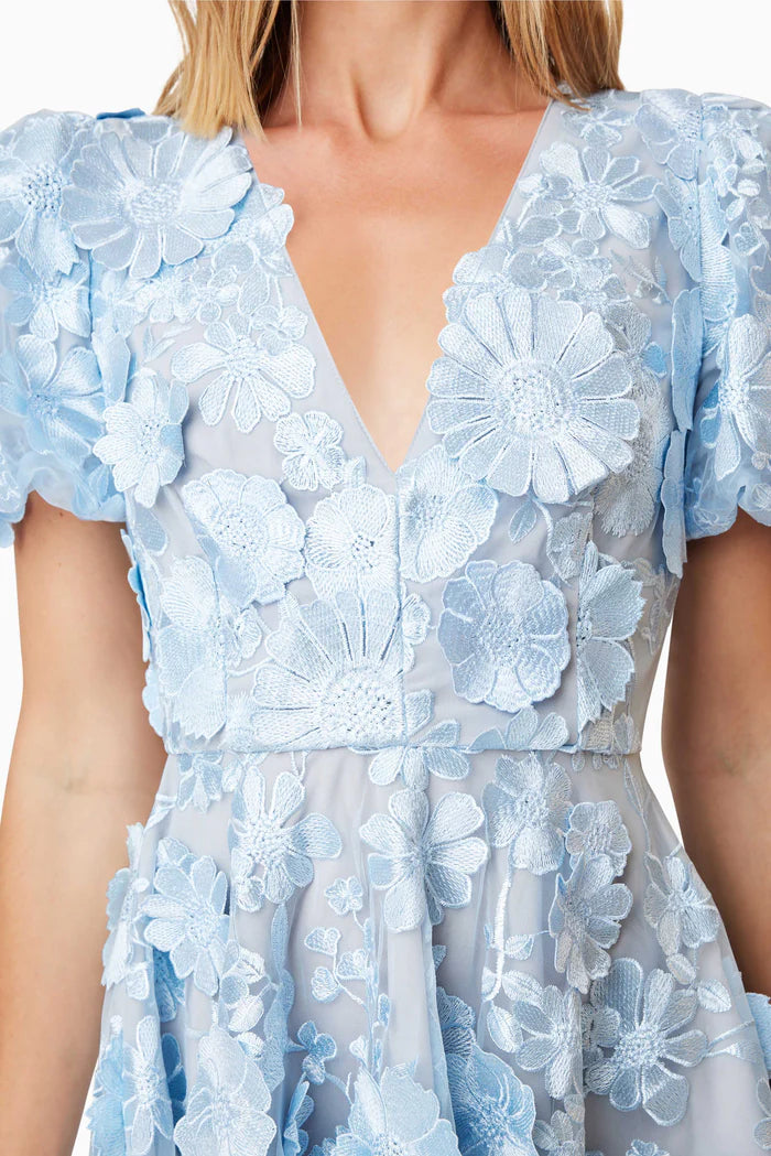 Chayan Floral Embroidered Mini Dress - Elegant Summer Party & Wedding Guest Outfit