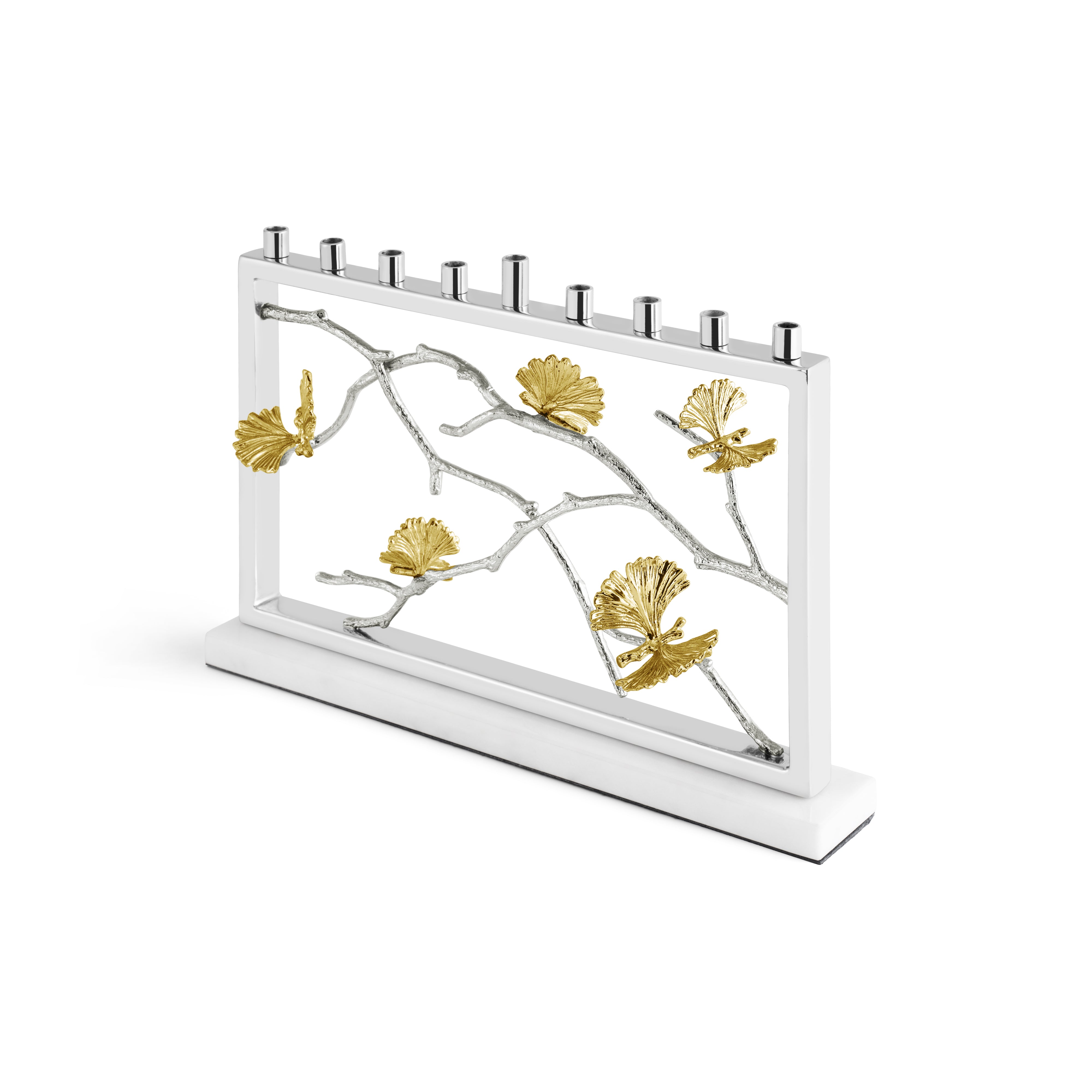 Butterfly Ginkgo Luxe Menorah - Elegant Hanukkah Candle Holder for Jewish Holiday Decor & Home Celebration