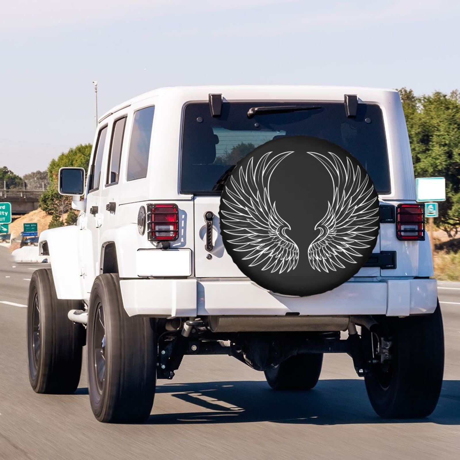 Waterproof UV-Resistant 15 Inch Angel Wings Spare Tire Cover - Dustproof Wheel Protector for Jeep, Trailer, RV, SUV & Most Vehicles | Perfect for Off-Road Adventures & Outdoor Travel Protection