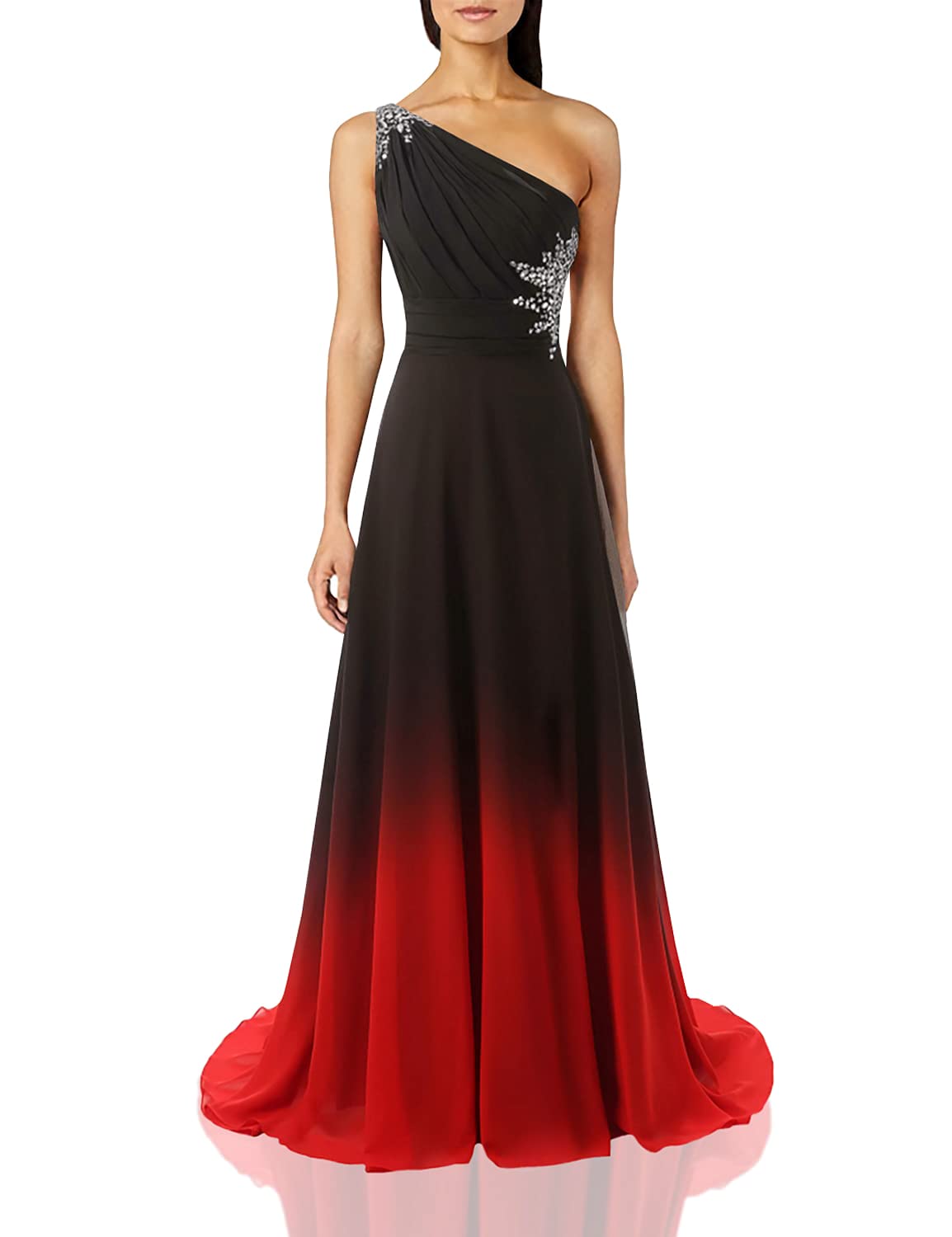 ANGELA Women's One Shoulder Ombre Long Evening Dress for Prom, Wedding, Party & Formal Events - Elegant Gowns for Special Occasions