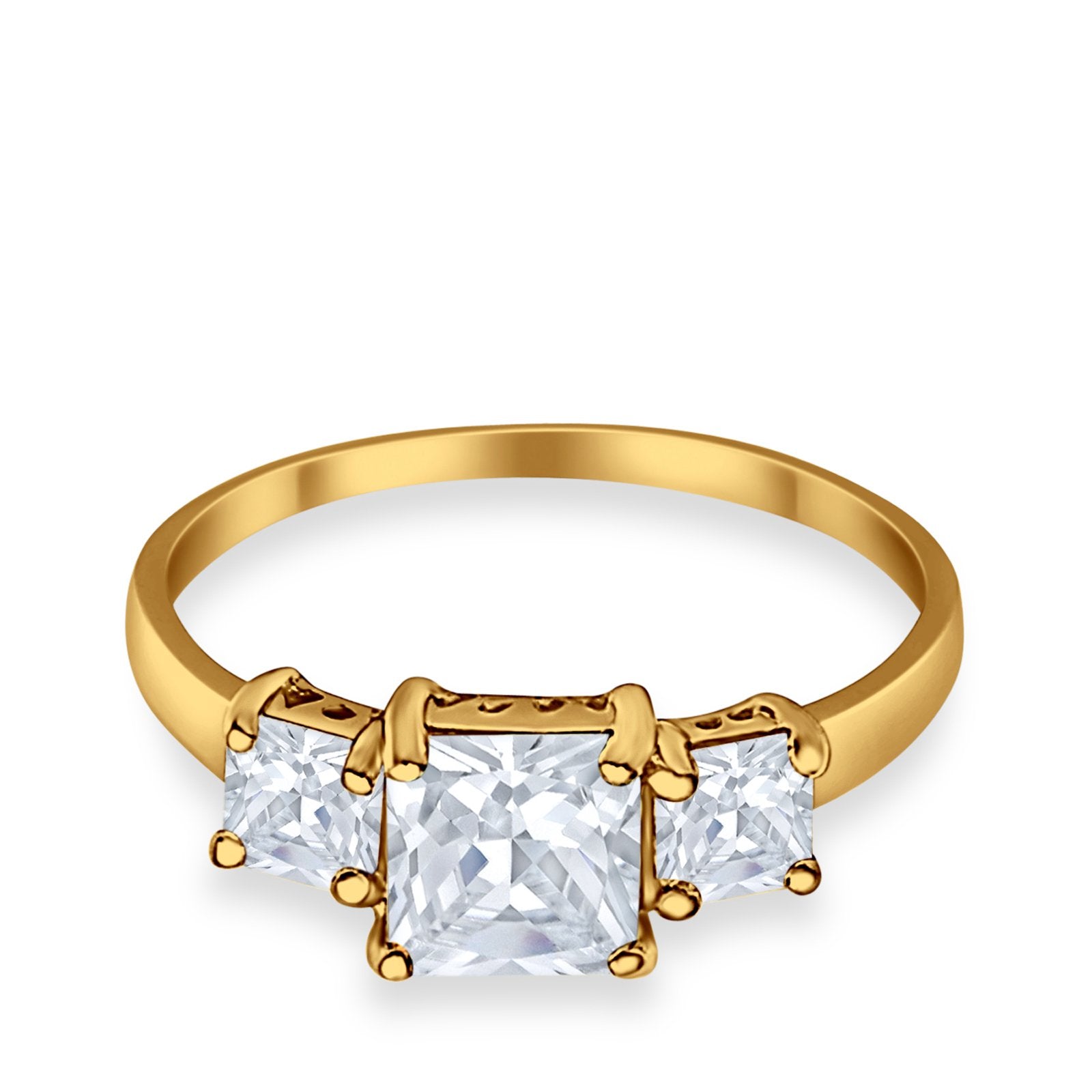 3 Stone Princess Cut Cubic Zirconia Ring - 925 Sterling Silver Fashion Jewelry for Women - Perfect for Weddings, Anniversaries & Special Occasions