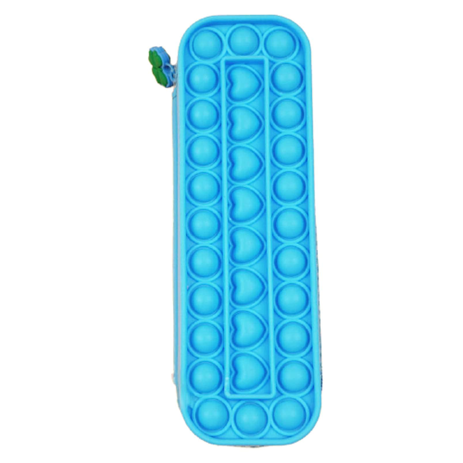 **Blue Silicone Push Pop Bubble Pencil Case - 8.5 Inch Cute Kids Stationery Storage Bag for School, Home & College - Sensory Fidget Toy for Stress Relief & Focus**