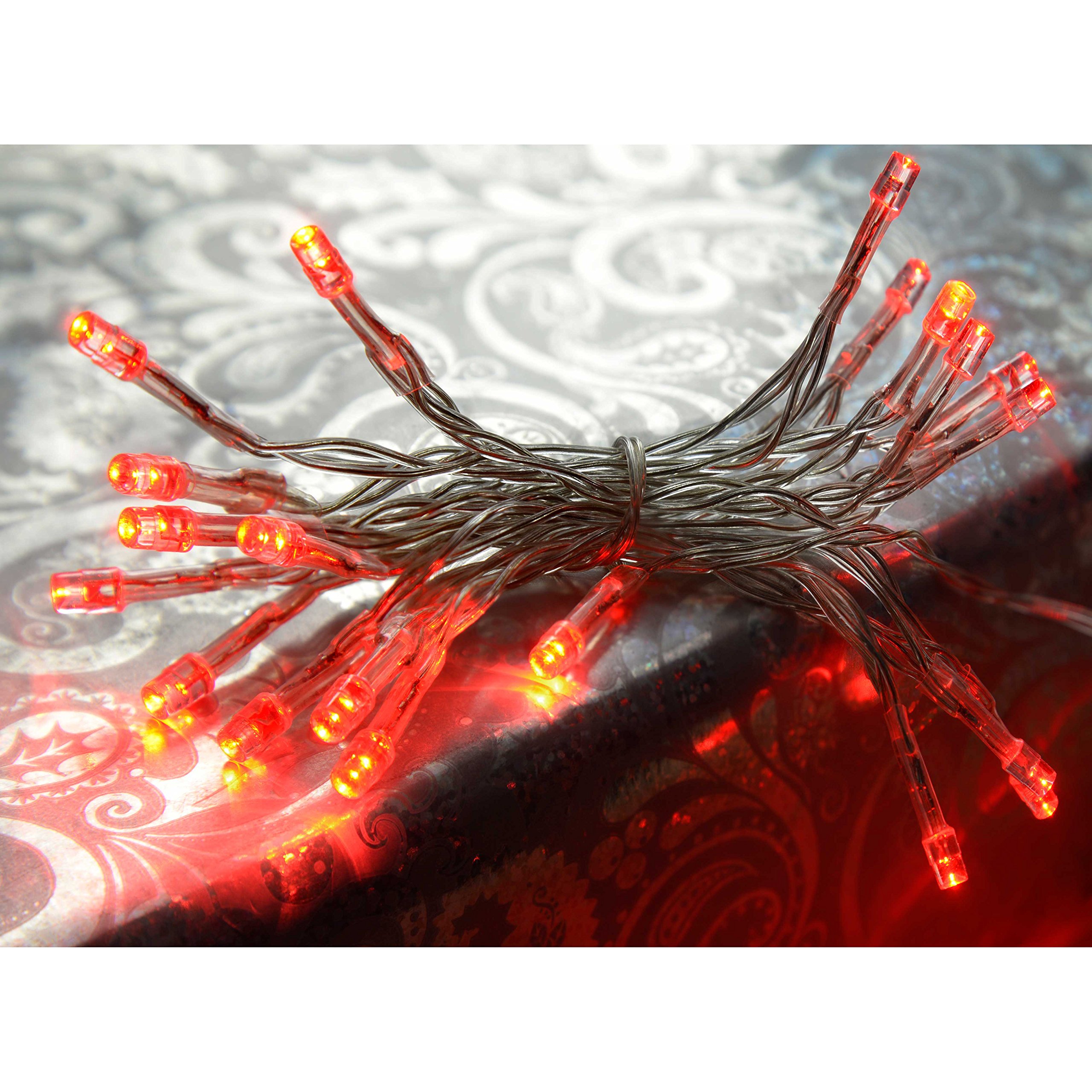 Battery Operated LED String Lights - 20-Piece Red Static/Flash Mode for Christmas, Party, Wedding, and Home Decor