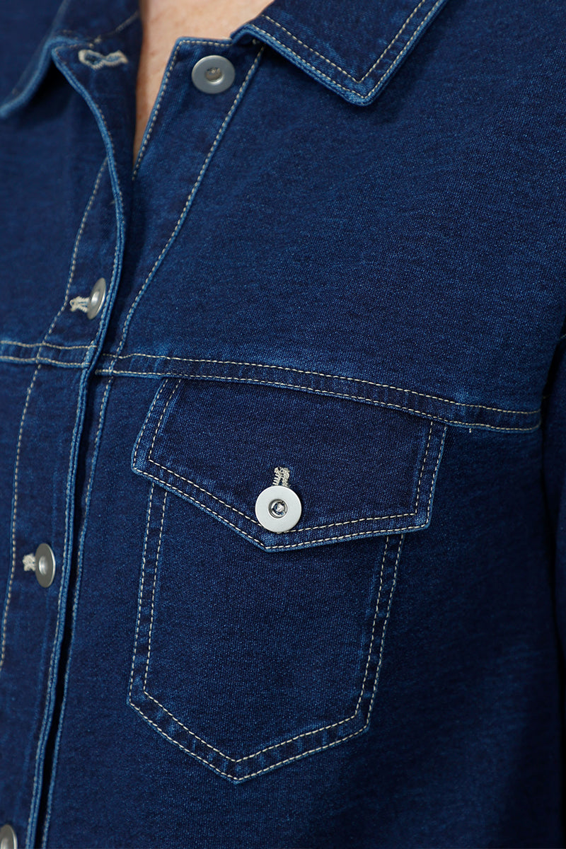 Lolo Luxe Jean Terry Shortie Jacket - Women's Denim Jacket with Soft Terry Lining | Perfect for Casual Outfits, Layering & Spring/Fall Fashion