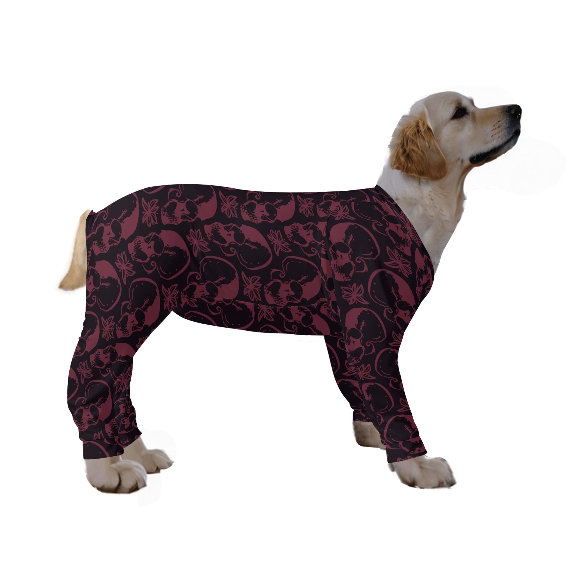 Purple Skulls Ultra Soft Dog Pajamas - Cozy Halloween Pet Costume for Small & Medium Dogs - Perfect for Nighttime, Photo Shoots & Holiday Parties