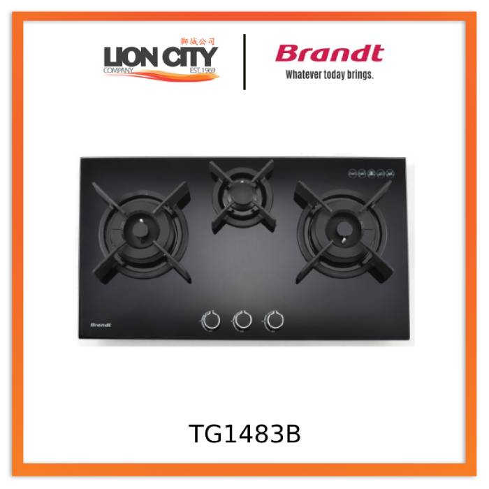 Brandt TG1483B 80cm 3 Burner Built-in Gas Hob - Premium Stainless Steel Cooktop for Modern Kitchens | Perfect for Home Cooking, Entertaining & Professional Chefs