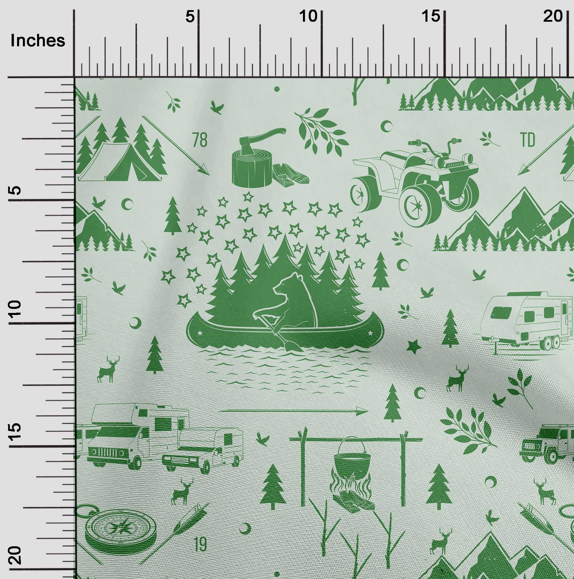 oneOone Rayon Green Printed Fabric - 56 Inch Wide by The Yard for DIY Clothing & Camping Gear | Perfect for Sewing Dresses, Tents & Outdoor Projects