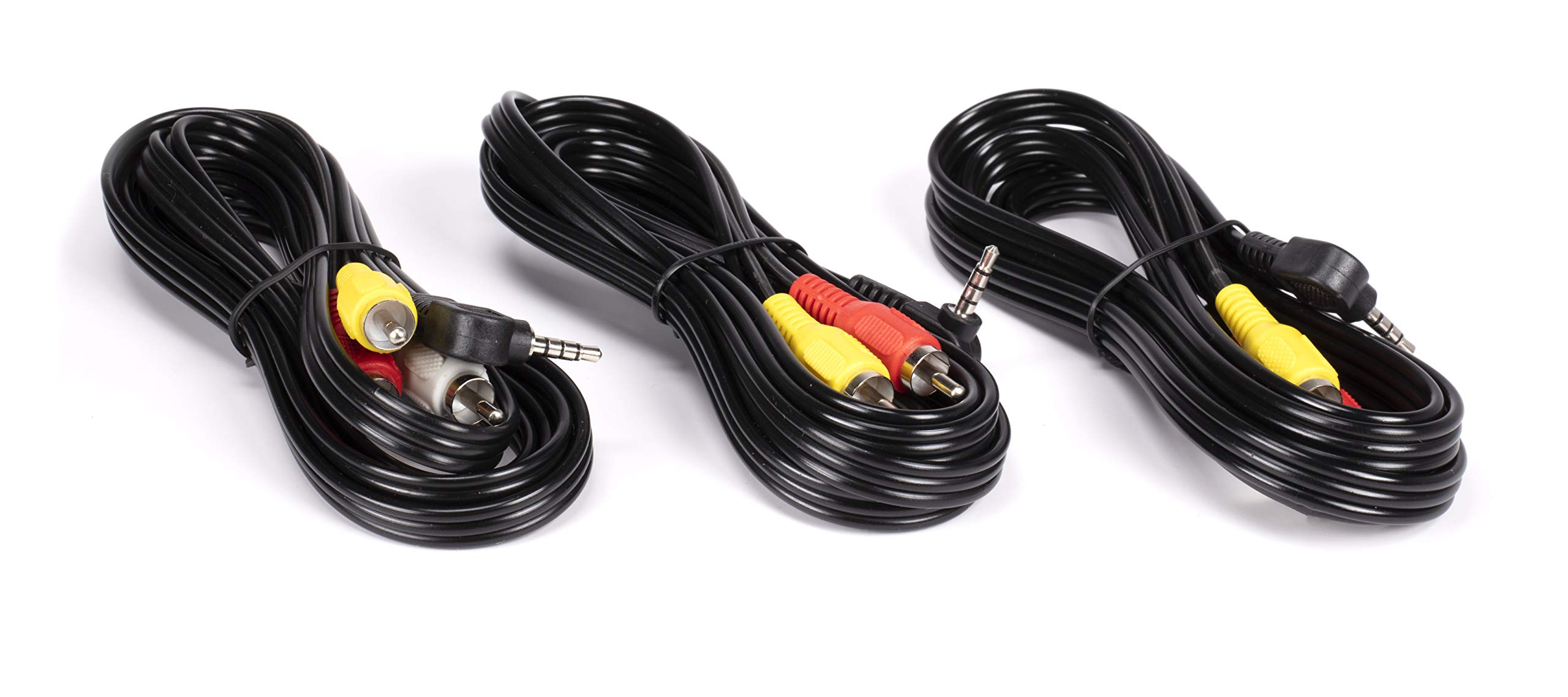 3.5mm Male to RCA Male Audio Video Cable - 6ft Composite AV Cord (Red/White/Yellow) - 3 Pack - Compatible with Roku, TiVo, DVD Players, Home Theater Systems - Perfect for Connecting TVs, Soundbars & Gaming Consoles
