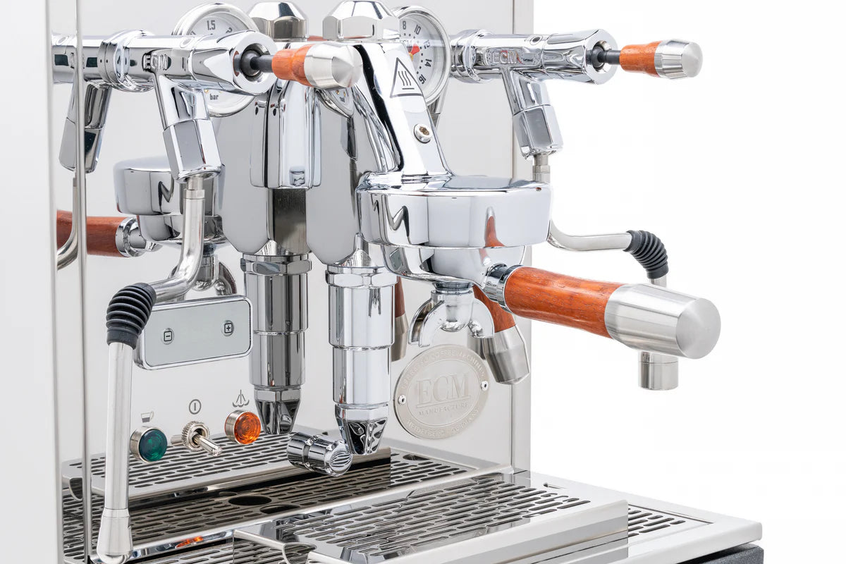 ECM Synchronika Espresso Machine with Paduak Wood & Chrome Finish - Professional Barista-Grade Coffee Maker for Home & Cafe Use
