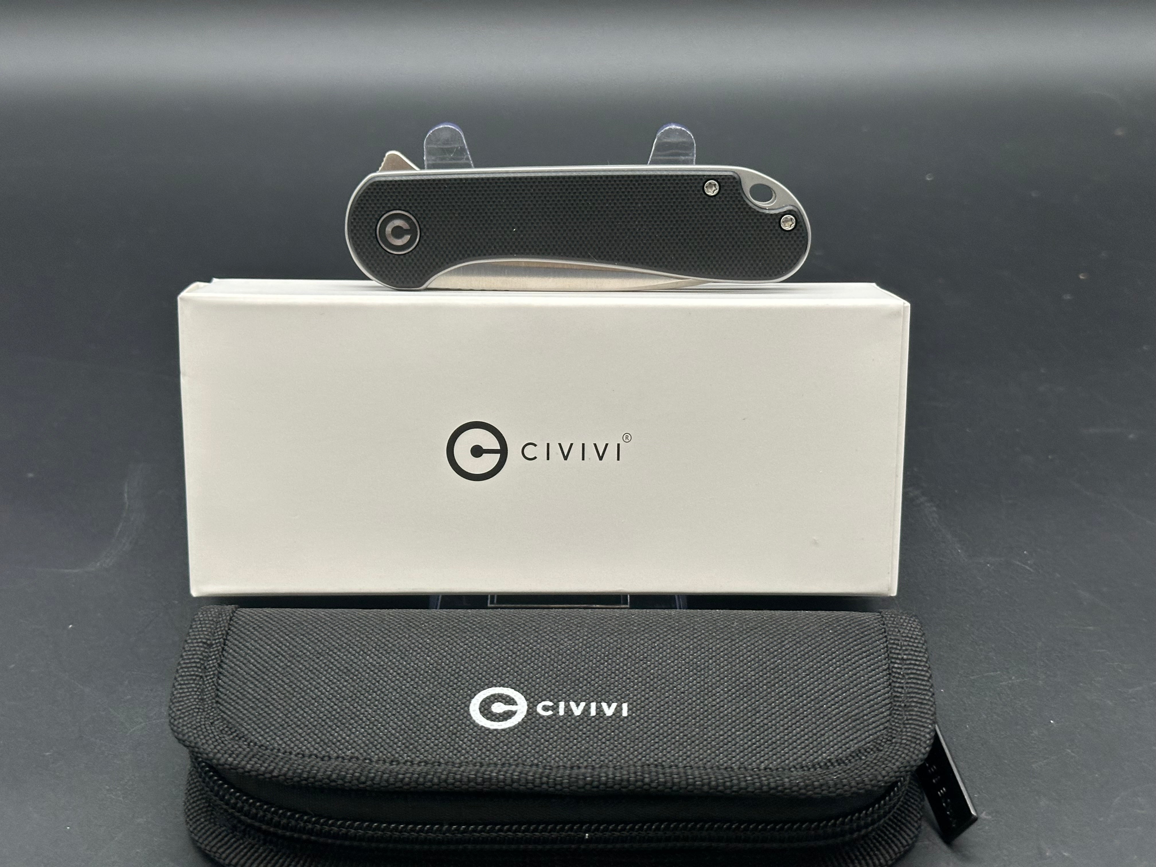 CIVIVI Elementum Liner Lock Folding Knife - Black G10 Handle, Plain Edge D2 Blade - EDC, Camping, Outdoor Survival & Everyday Carry