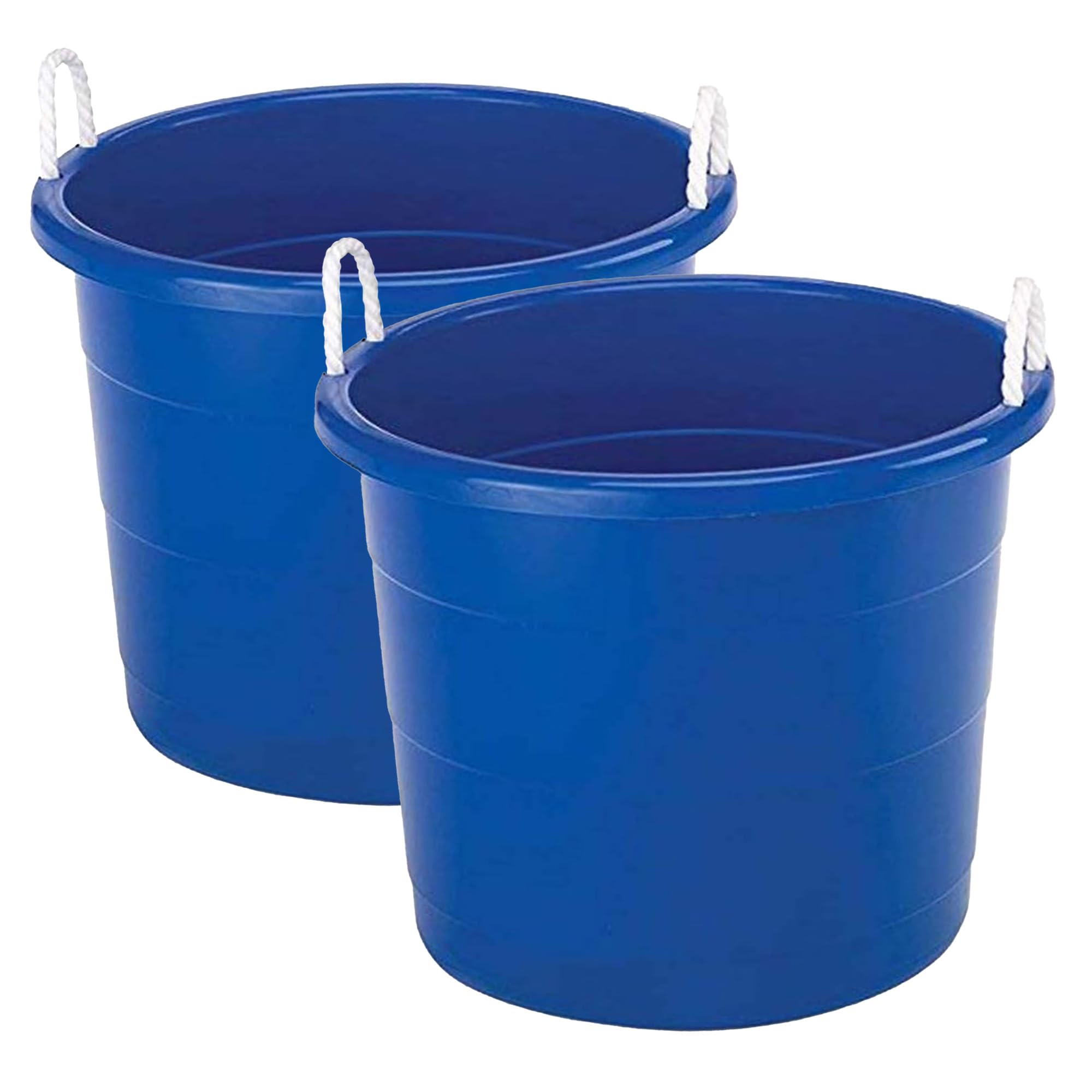 HOMZ 4-Pack 17 Gallon Large Plastic Storage Buckets with Rope Handles - Heavy Duty Utility Tubs for Home Organization, Cleaning Supplies, Laundry, and Outdoor Activities (Blue)