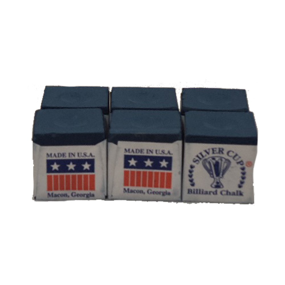 Premium Silver Cup Set of 6 - Blue Billiard Pool Cue Chalk for Smooth Shots - Perfect for Pool Halls, Game Rooms & Professional Players