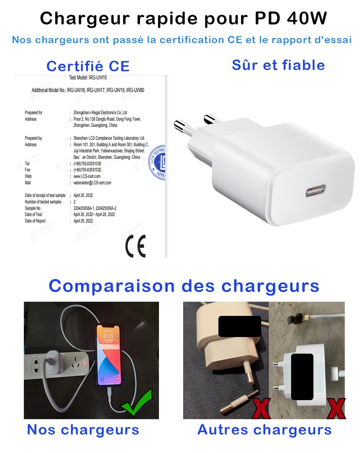2-Pack MFi Certified 30W USB C Fast Charger with 6ft Cable - PD3.0 Quick Charger for iPhone 14/13/12/11/X Series - Perfect for Home, Office & Travel Charging Needs