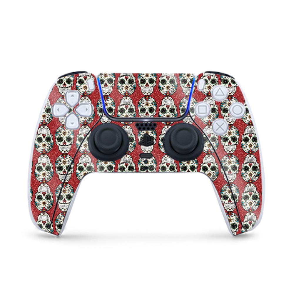 MightySkins Glossy Glitter Gaming Skin for PS5 Controller - Sugar Skull Design | Durable High-Gloss Finish | Easy to Apply & Remove | Made in USA | Perfect for Gaming Enthusiasts & Customization Lovers