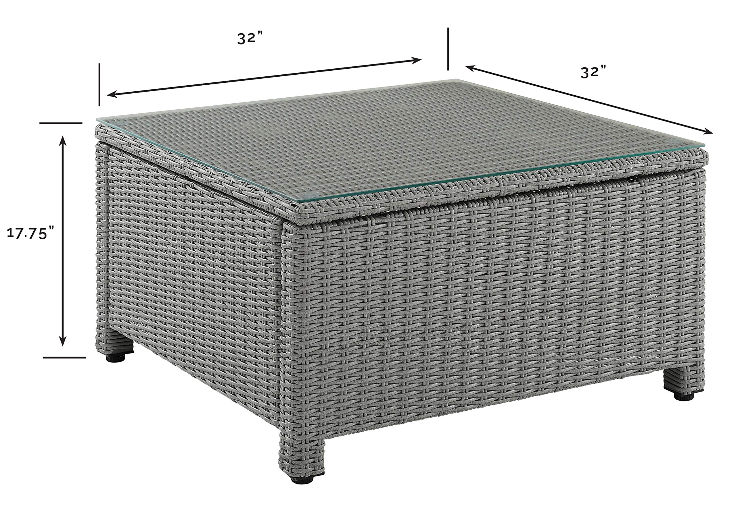 Gray All-Weather Rattan Outdoor Coffee Table for Patio & Deck