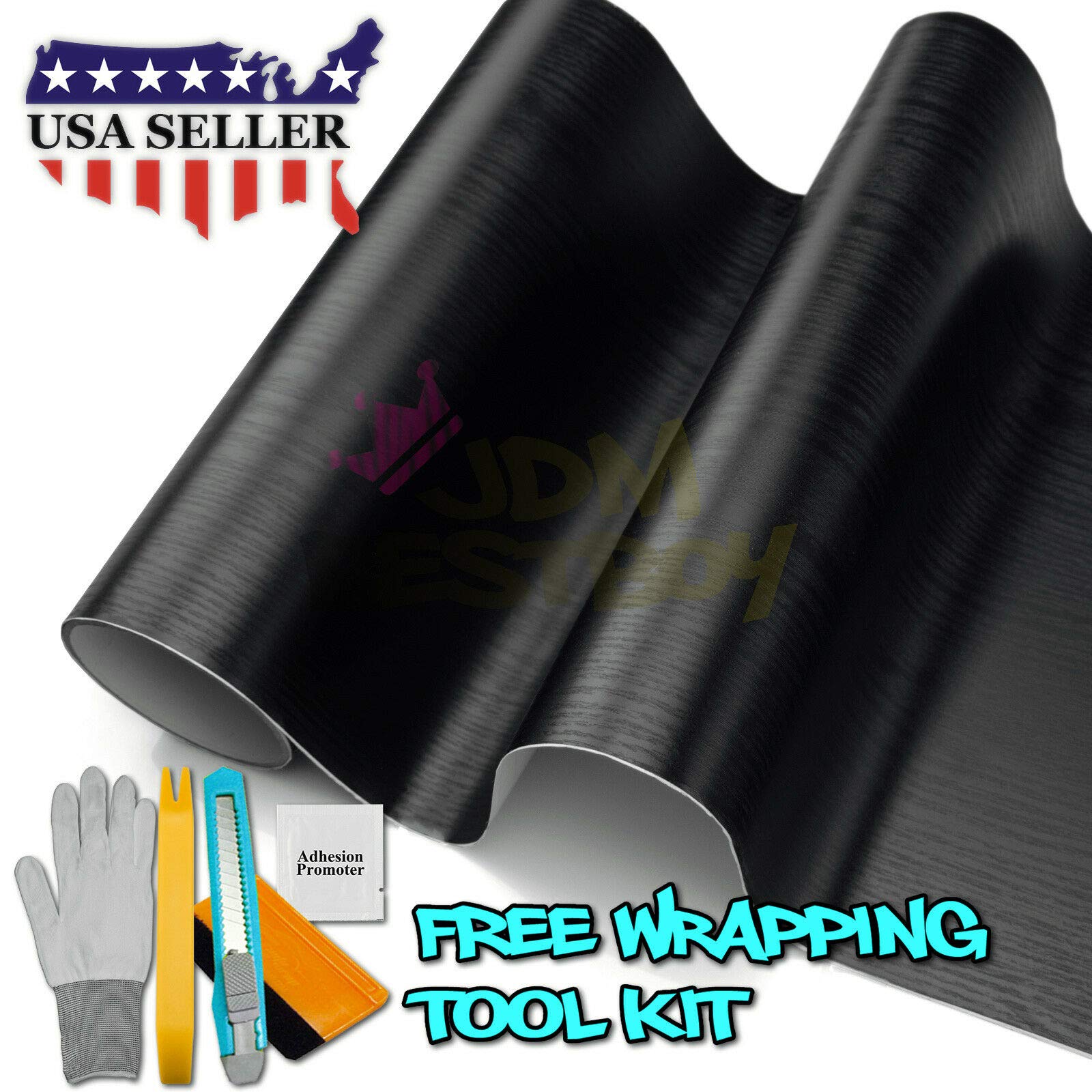 Premium Black Wood Grain Vinyl Wrap - Self-Adhesive Contact Paper Roll for Furniture, Cabinets & Walls - 60