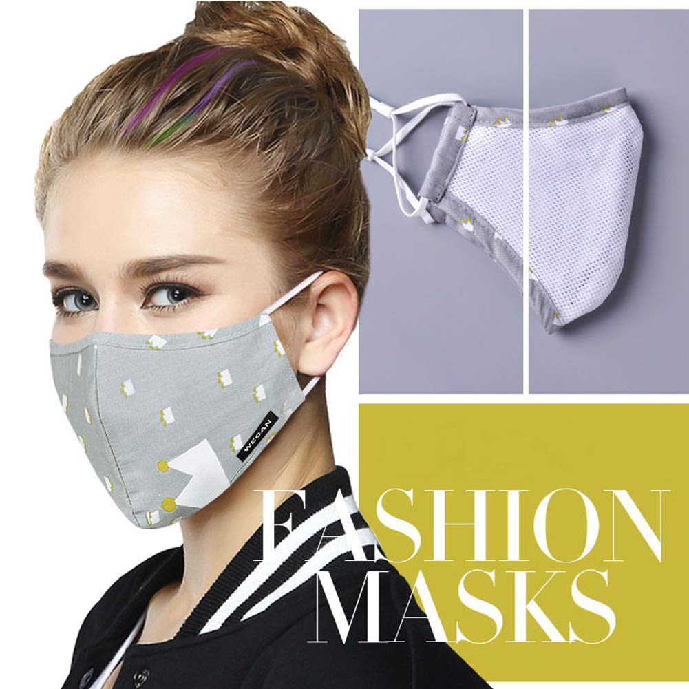 Washable Reusable Fashion Safety Face Mask with 2 Wipes - Breathable Moisture-Wicking Cycling Respirator for Women | Outdoor Activities & Daily Protection
