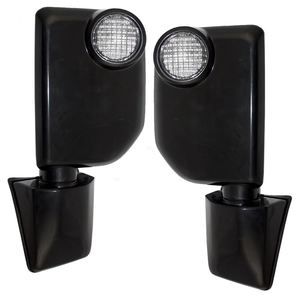 **Replacement Power Side View Mirrors with LED Lamps - Compatible with 2007-2014 Toyota FJ Cruiser (Driver & Passenger Side, Part# 87940-35A60 & 87910-35A90) - Gloss Black Finish for Enhanced Style & Night Visibility**    *(Perfect for Off-Roading, Daily Commuting & Safe Lane Changes)*