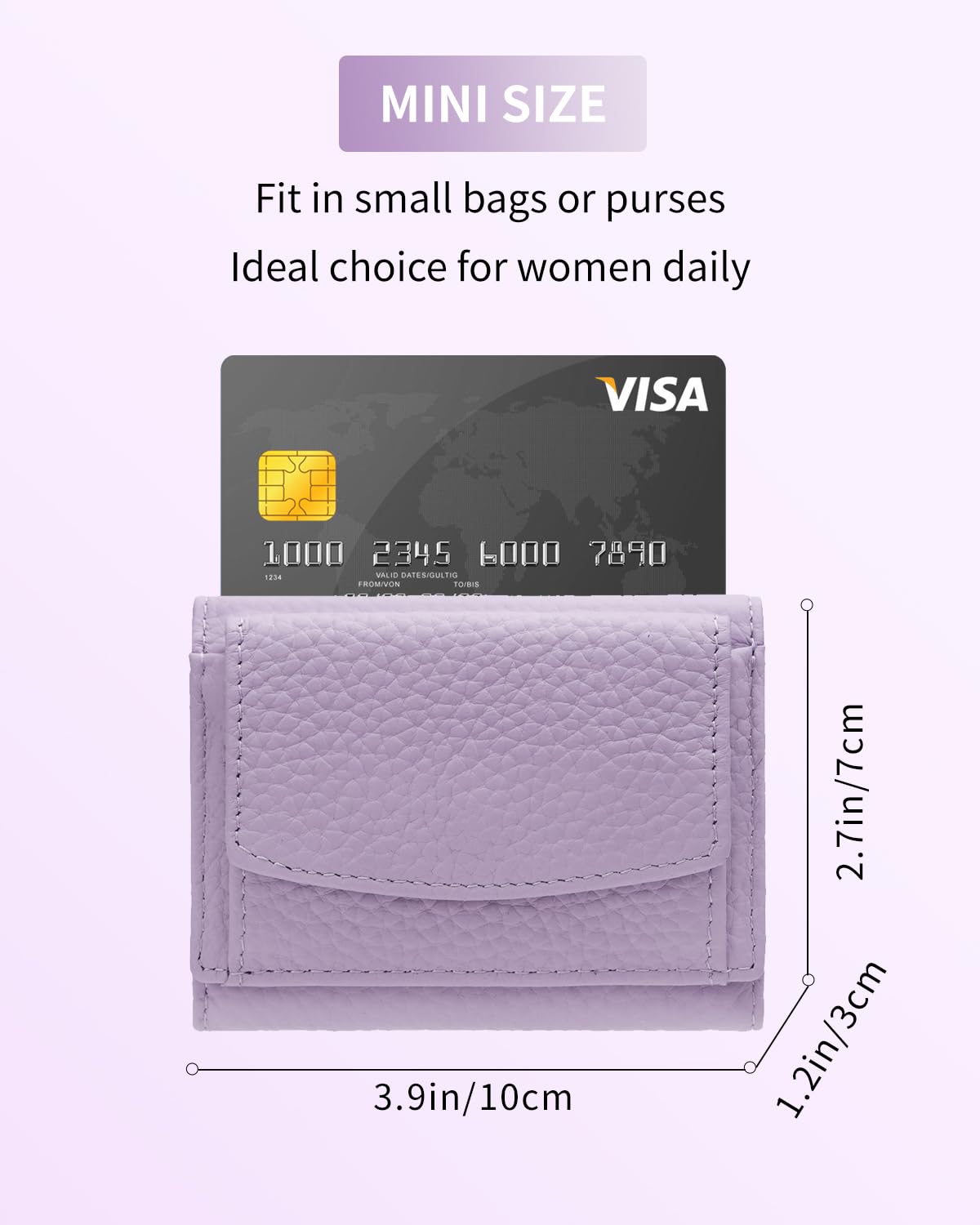 RFID Blocking Small Leather Wallet for Women - Compact Trifold Wallet with Coin Pouch, Cash Slot & Multiple Card Holders | Light Purple | Perfect for Everyday Use, Travel & Gift Giving