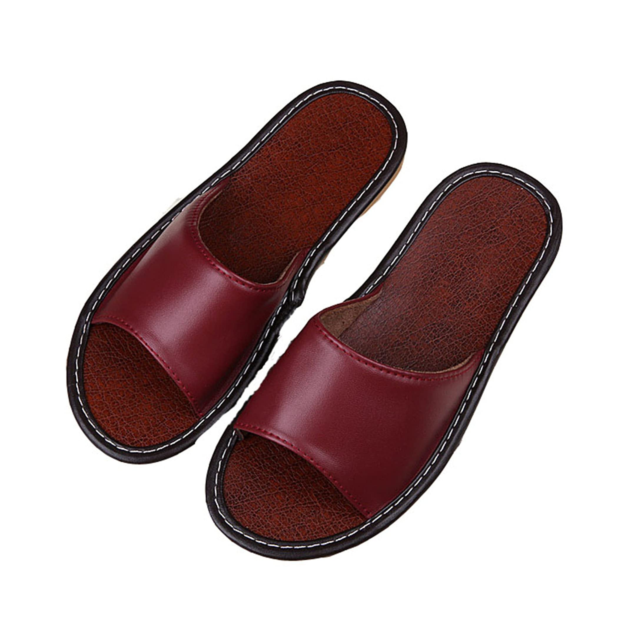 **Women's Leather Summer Sandals & Slippers – Non-Slip Bathroom, Home, and Swimming Slippers – Comfortable Couple Floor Sandals for Indoor and Outdoor Use**