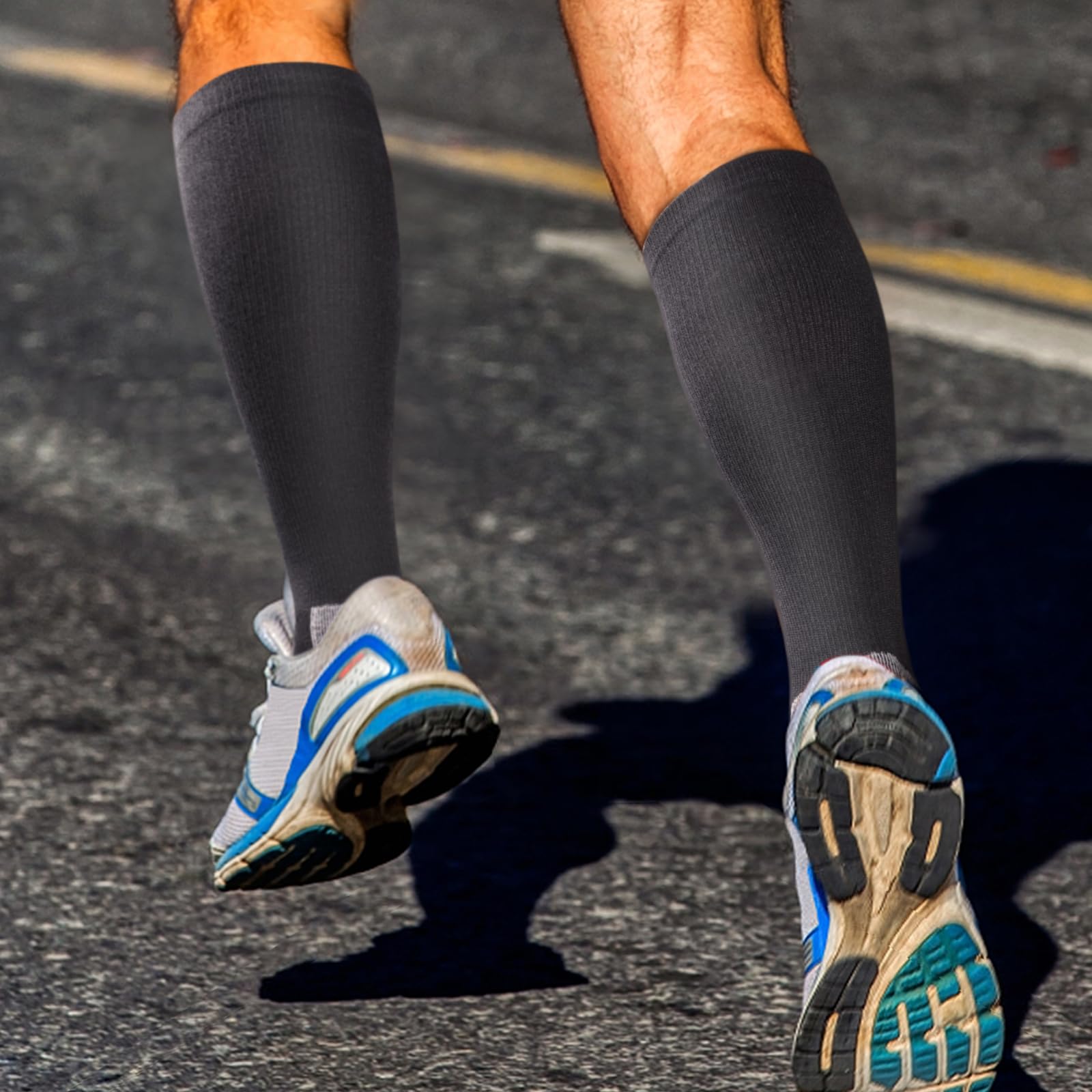 YUEDGE Men's Sports Compression Socks - Knee High Performance Socks for Cycling, Running, Baseball & Travel - Improve Circulation & Reduce Fatigue - Ideal for Athletes, Travelers & Long Flights