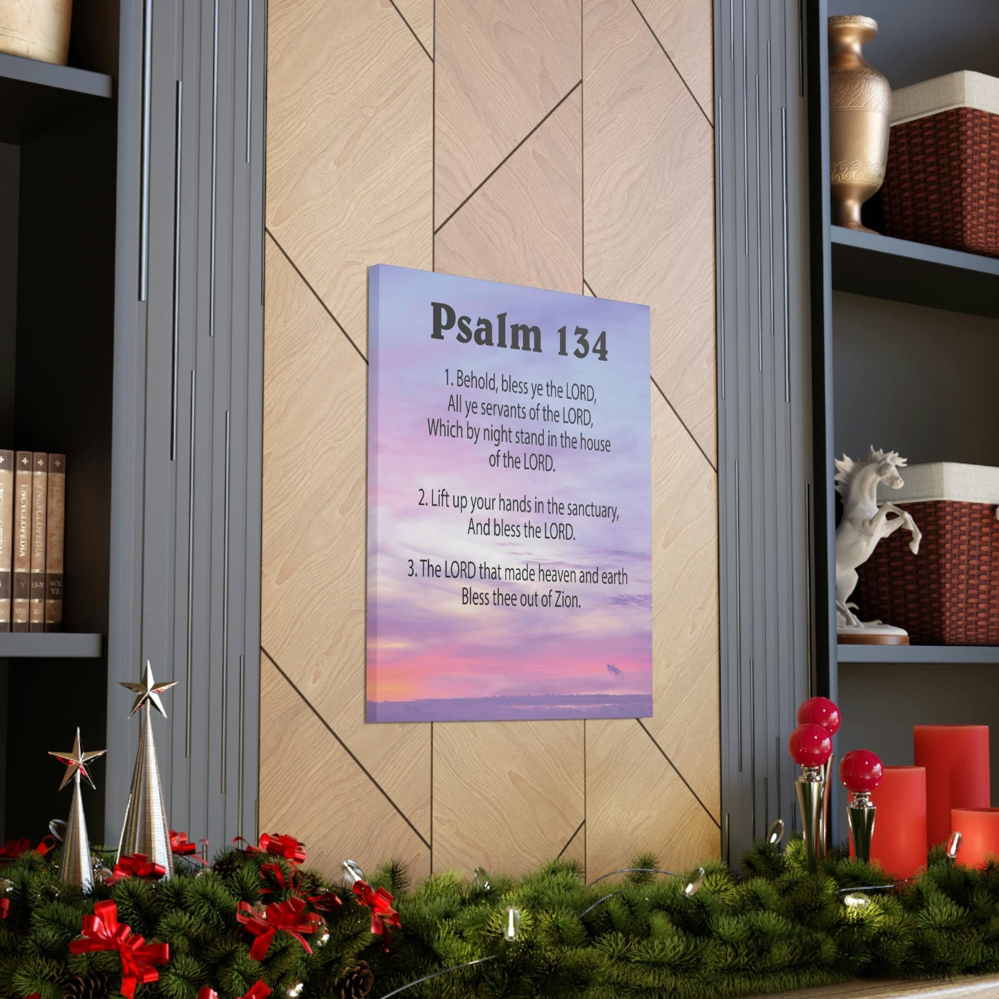 Christian Wall Art Canvas - Bible Verse Psalm 134 House of The Lord - Inspirational Scripture Home Decor for Living Room, Bedroom & Church