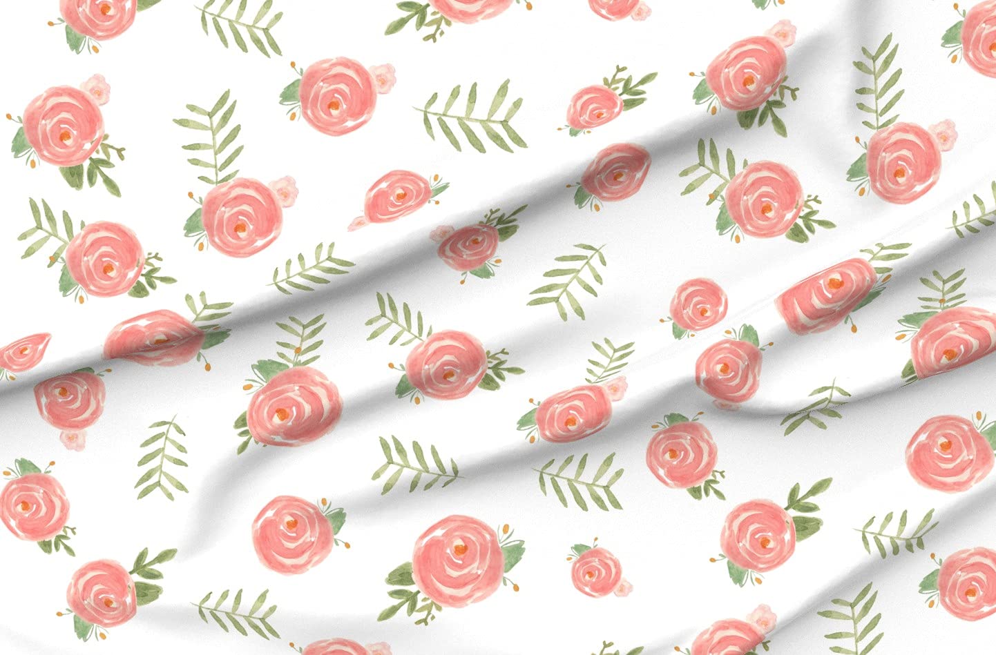 Soft Floral Nursery Girls Flowers Wedding Printed Minky Fabric by The Yard - Premium Spoonflower Fabric for Sewing Baby Blankets, Quilt Backing & Plush Toys - Perfect for DIY Nursery Decor, Wedding Crafts & Soft Toy Making