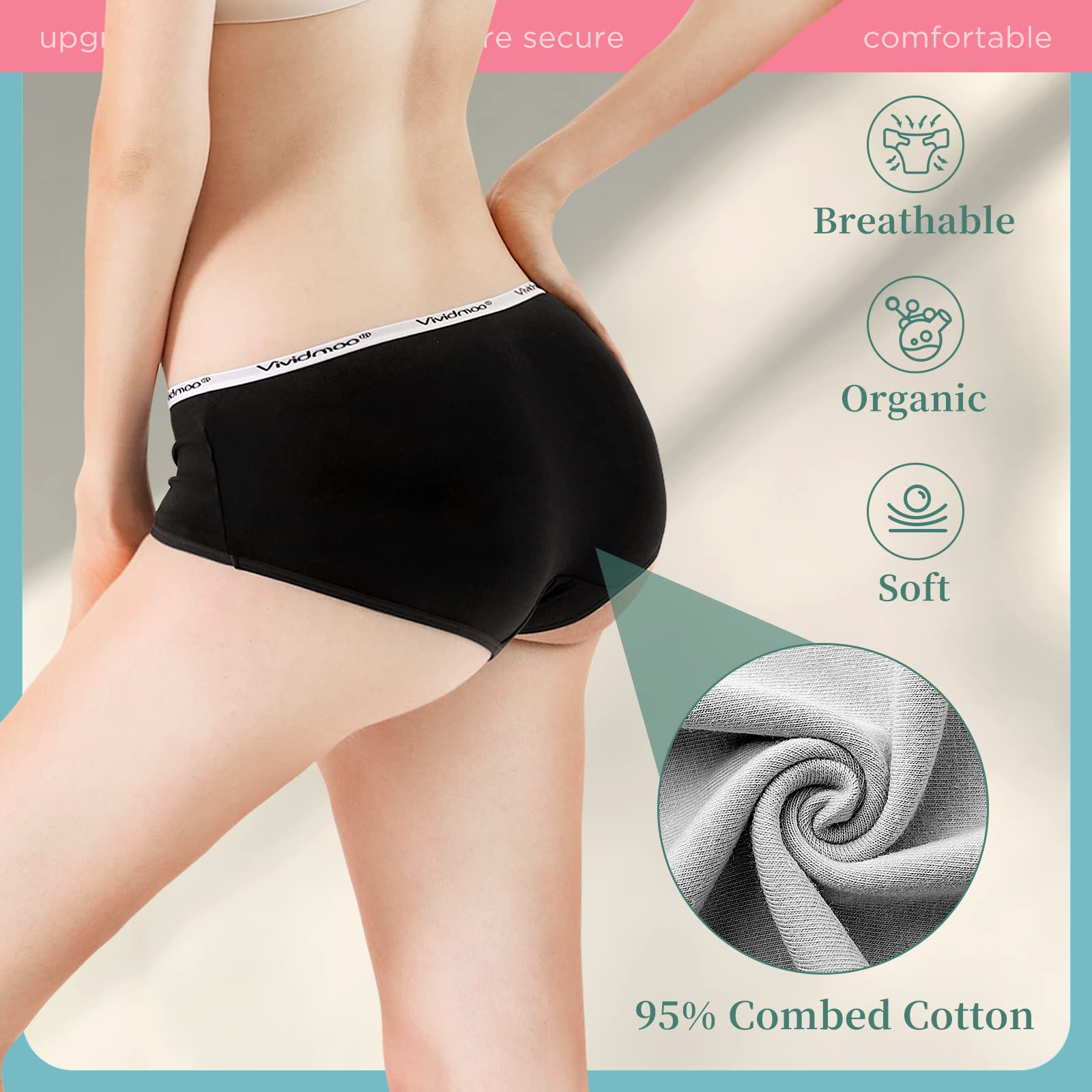 6-Pack Women's Stretchy Cotton Hipster Briefs - Soft, Breathable & Lightweight Underwear - Mid-Rise Waist Comfort - Perfect for Everyday Wear, Yoga & Lounge