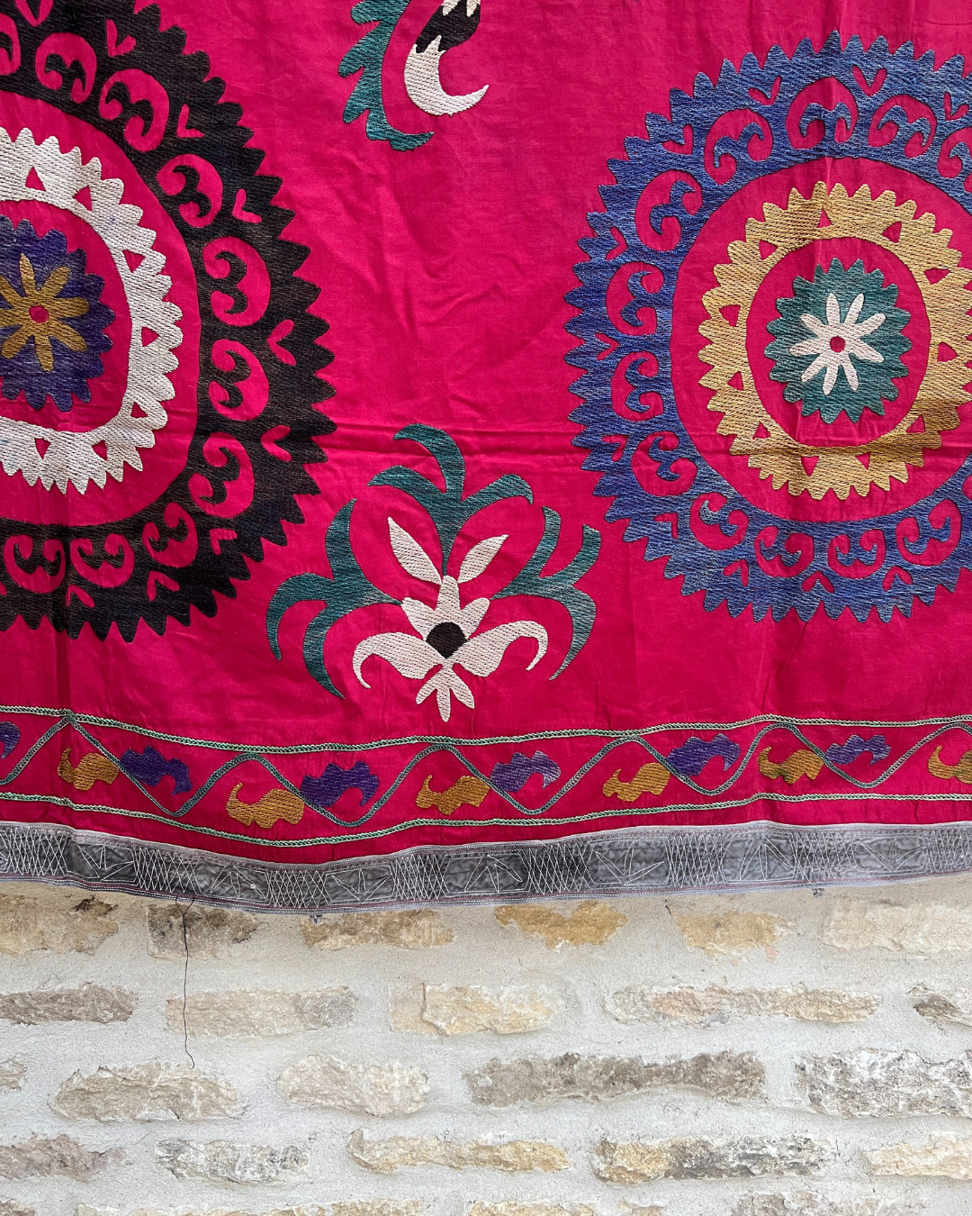 Extra Large Suzani 016 - Handmade Cotton Embroidered Bohemian Throw Blanket for Bed, Sofa & Home Decor | Perfect for Boho Chic Living Room, Bedroom & Cozy Winter Nights
