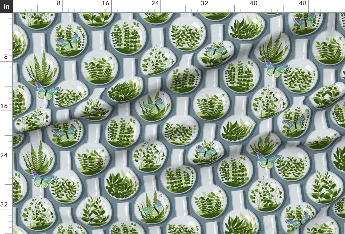 Tiny Planets Garden Butterfly Botanical Science Earth Print Velvet Fabric by The Yard - Upholstery, Home Decor & Apparel Material - Perfect for DIY Curtains, Throw Pillows and Fashion Accessories