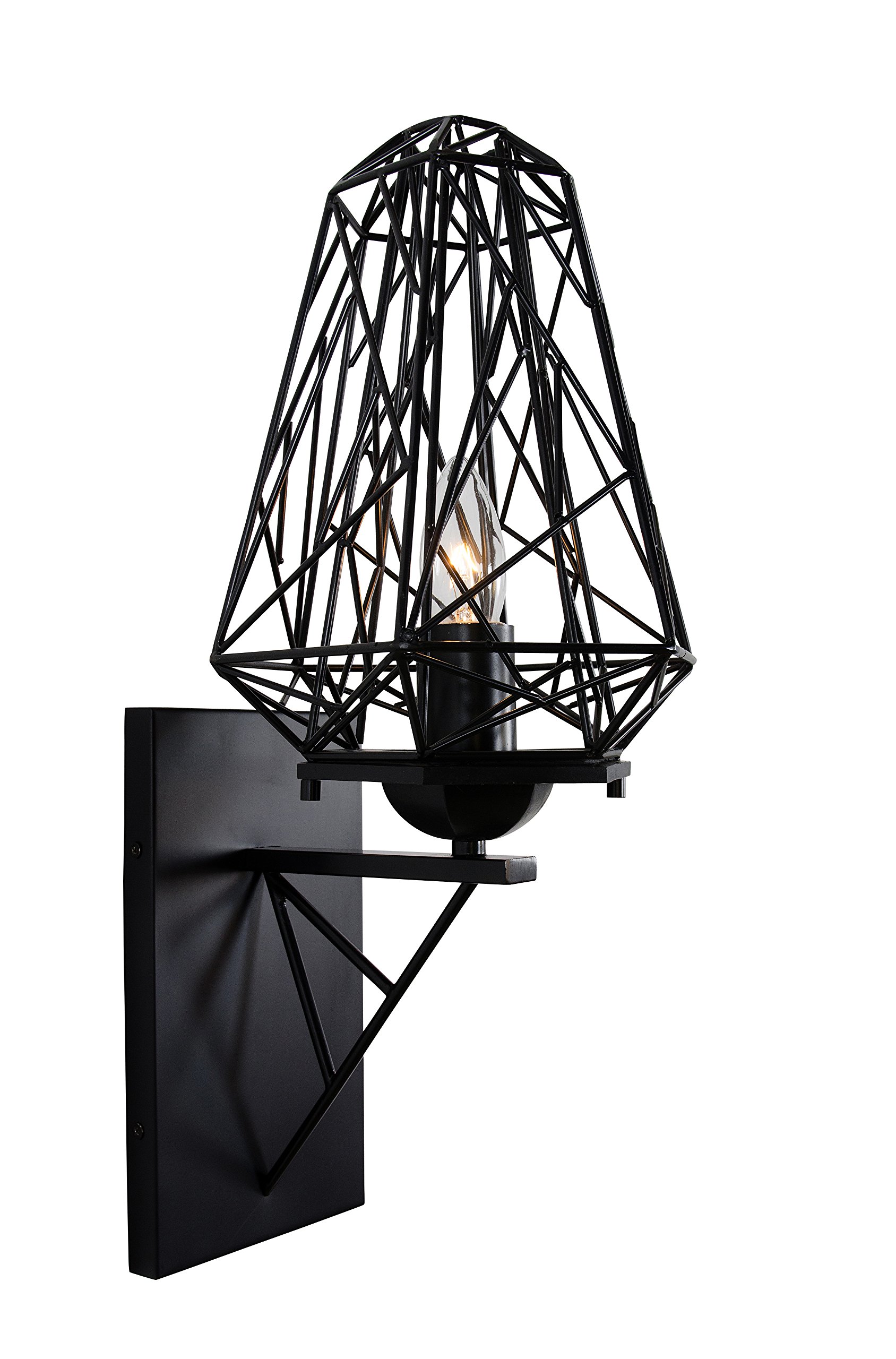 Wright Stuff 1-Light Wall Sconce with Black Finish - Modern Wall Light Fixture for Bedroom, Living Room & Hallway Lighting