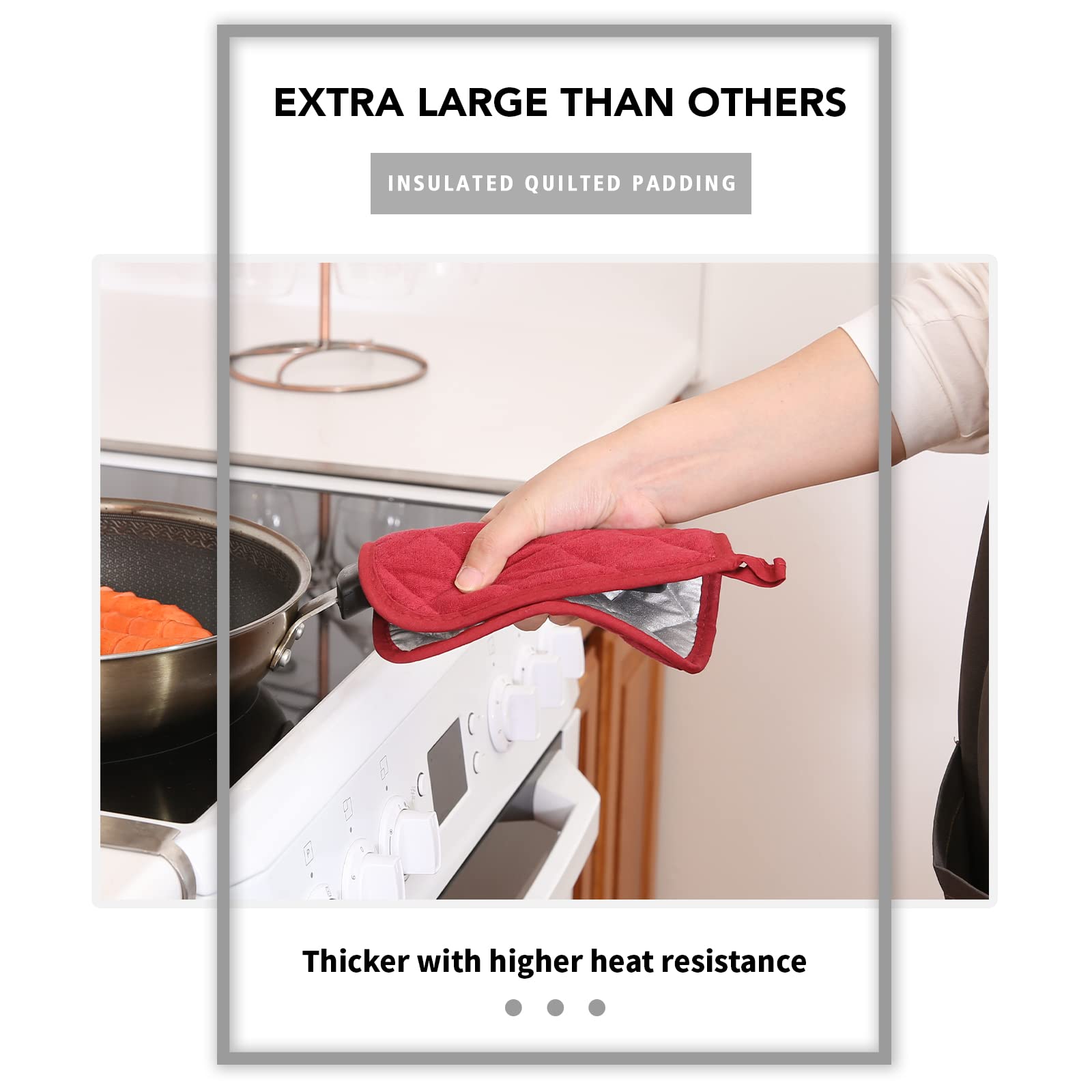 Joyhalo 6 Pack Heat Resistant Kitchen Pot Holders - Terry Cloth Oven Mitts for Cooking, Baking & Grilling - Perfect for Hot Pans, Baking Trays & BBQ Use