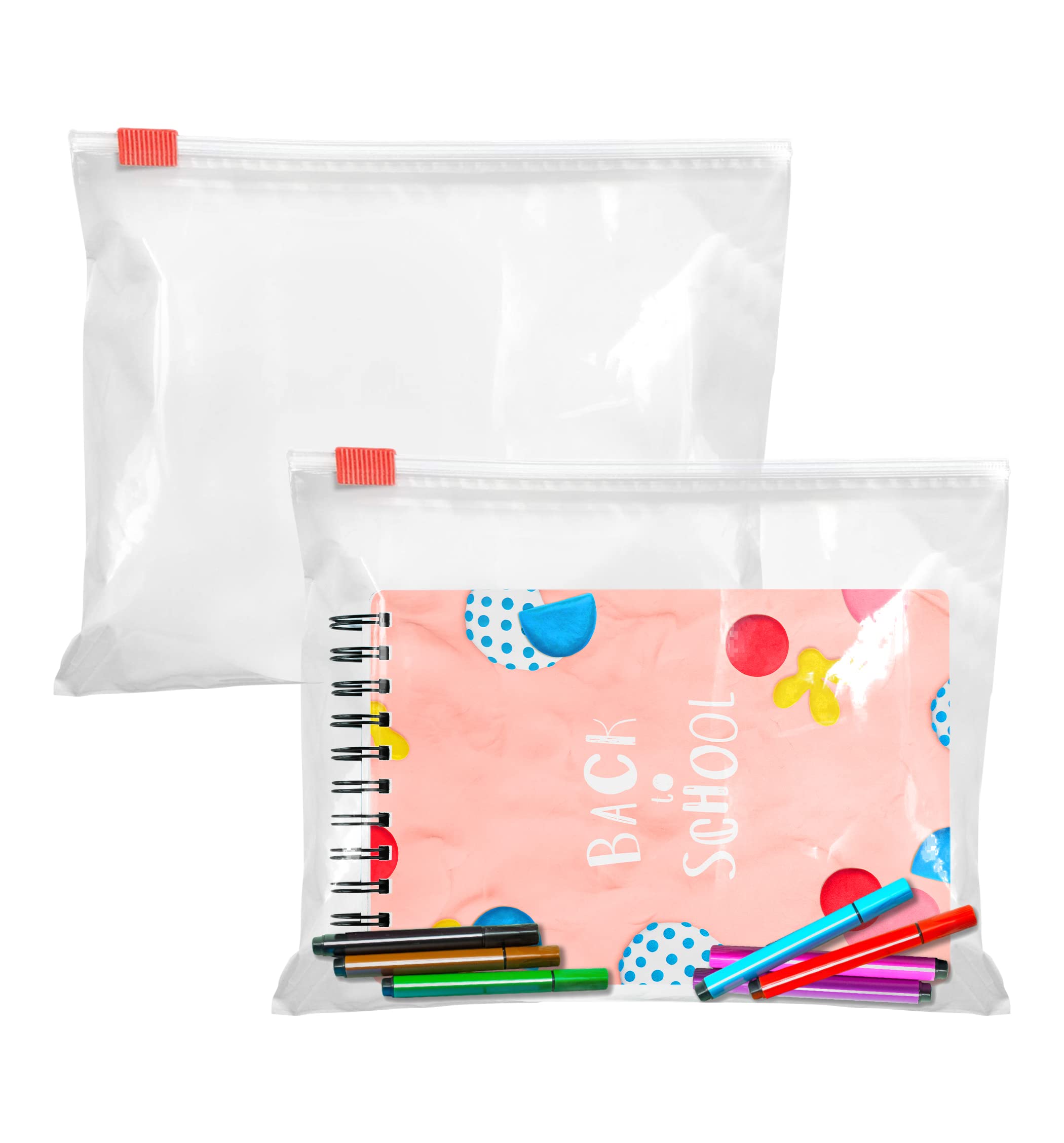 APQ 100 Pack 12.5 x 9 Inch Clear Slider Zipper Bags - 3 Mil Thick Polyethylene Storage Bags for Food, Industrial & Medical Use | Perfect for Organizing, Packing & Storing Snacks, Crafts & Office Supplies