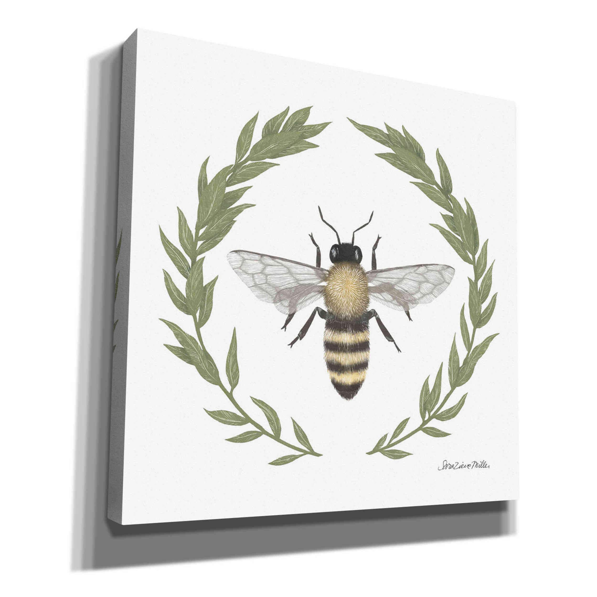 Happy to Bee Home I by Sara Zieve Miller - 26x26 Inch Canvas Wall Art for Living Room, Bedroom & Office Decor - Modern Bee Painting Home Decoration